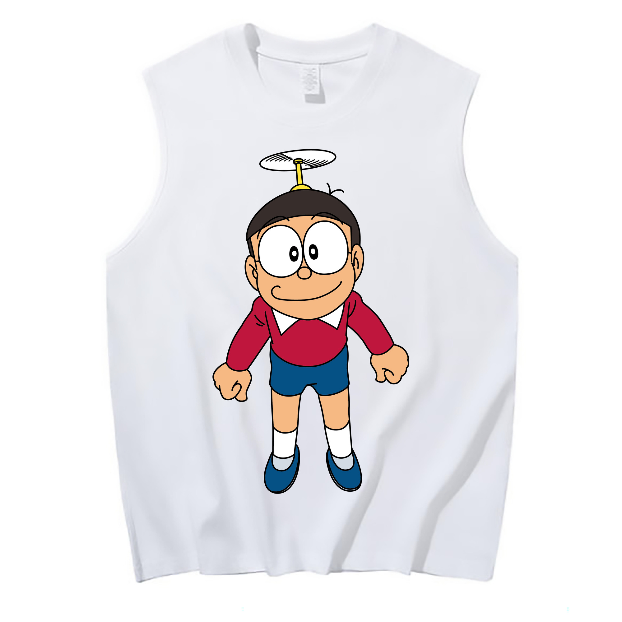 （画像用） ドラえもん 野比 のび太 Doraemon Nobita Nobi コットン100％タンクトップ（フロントプリント）
