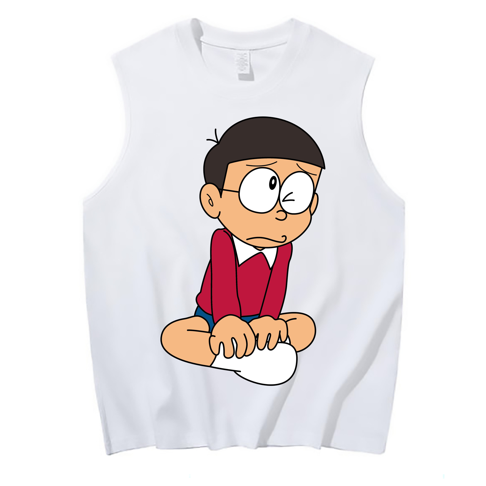 （画像用） ドラえもん 野比 のび太 Doraemon Nobita Nobi コットン100％タンクトップ（フロントプリント）