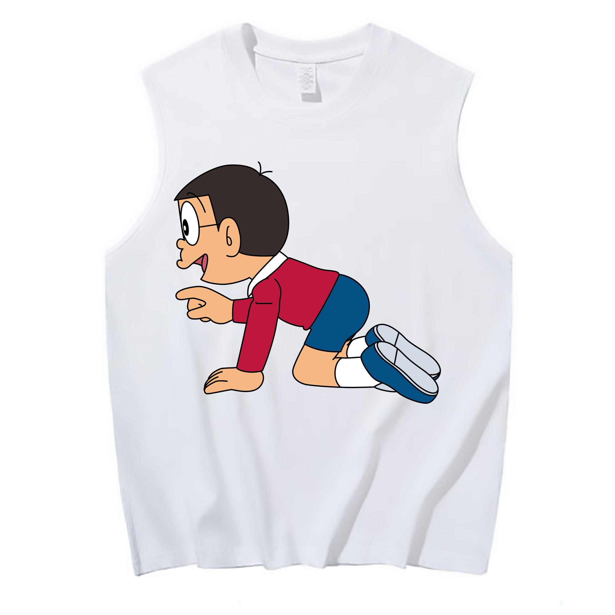 （画像用） ドラえもん 野比 のび太 Doraemon Nobita Nobi コットン100％タンクトップ（フロントプリント）