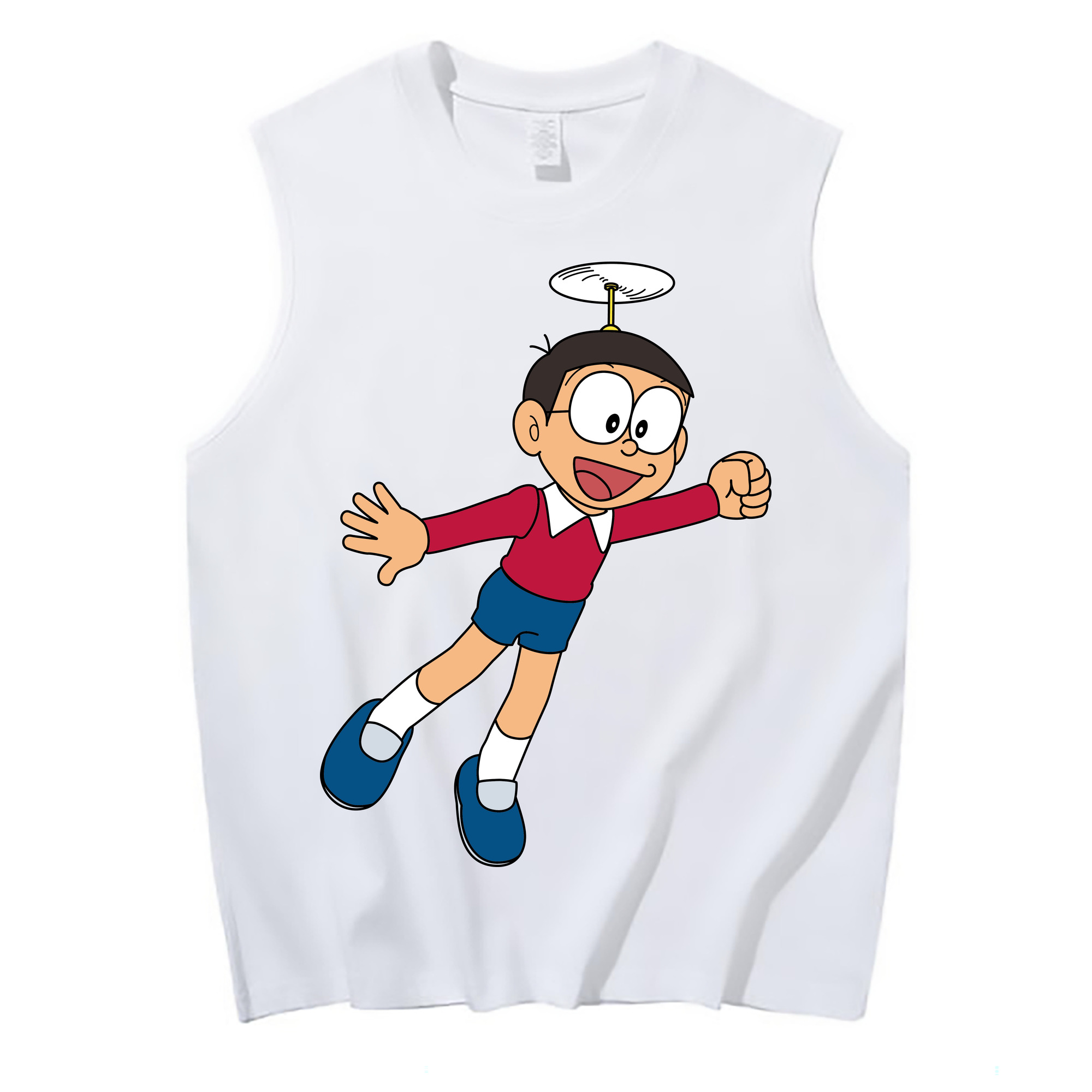 （画像用） ドラえもん 野比 のび太 Doraemon Nobita Nobi コットン100％タンクトップ（フロントプリント）