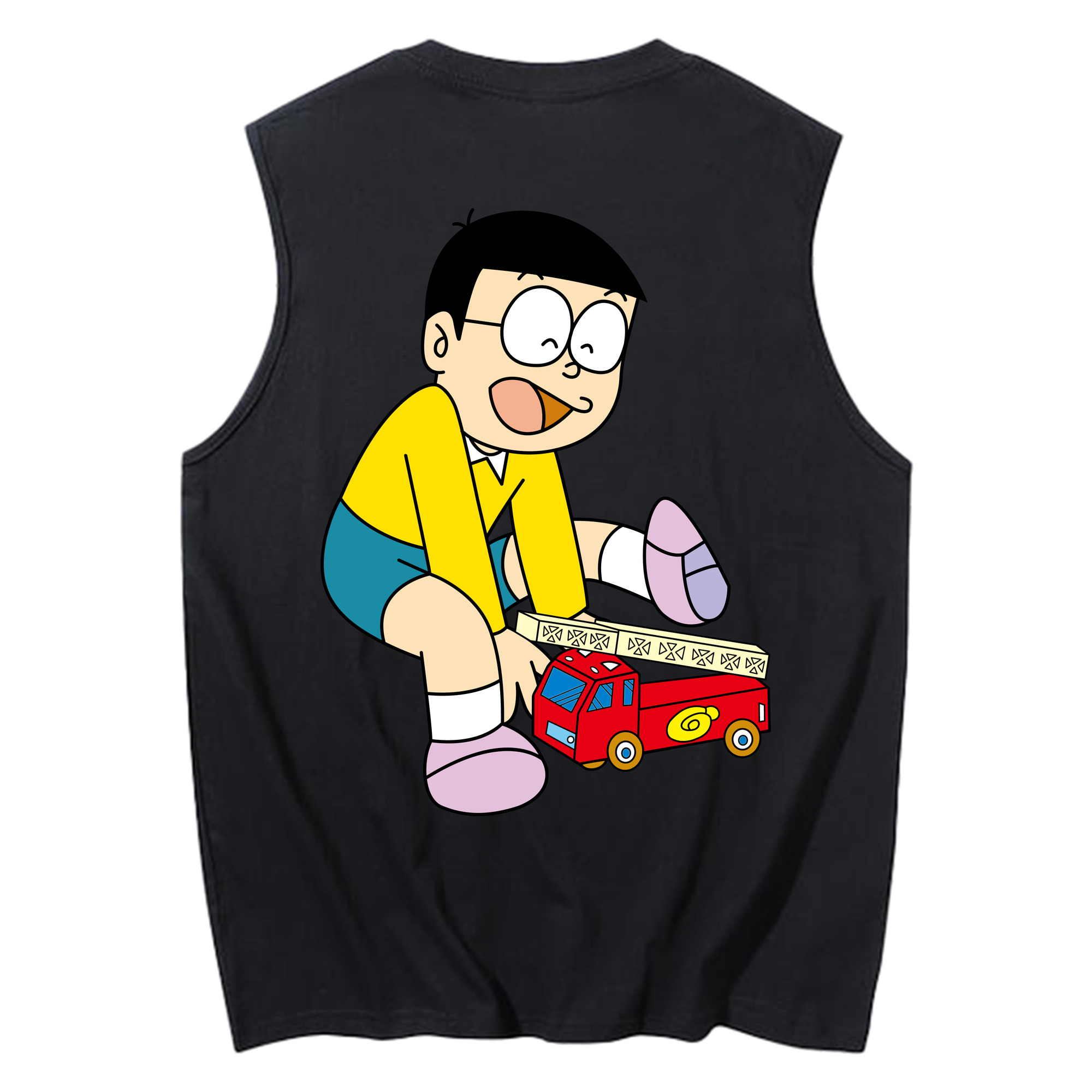 （画像用） ドラえもん 野比 のび太 Doraemon Nobita Nobi コットン100％タンクトップ（背面プリント）