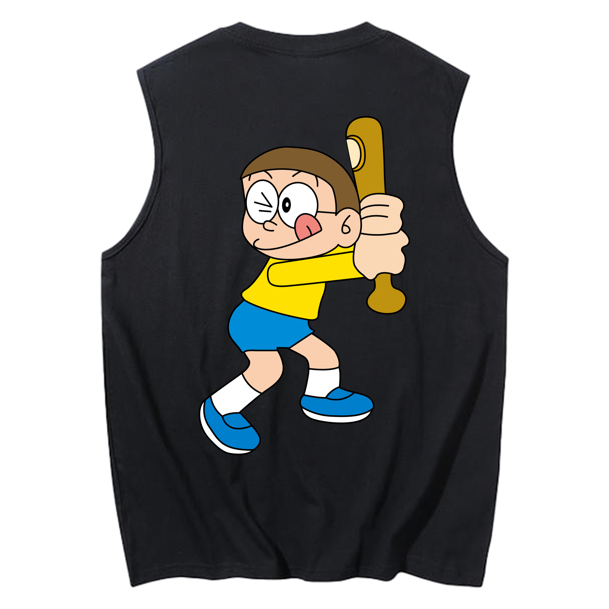 （画像用） ドラえもん 野比 のび太 Doraemon Nobita Nobi コットン100％タンクトップ（背面プリント）