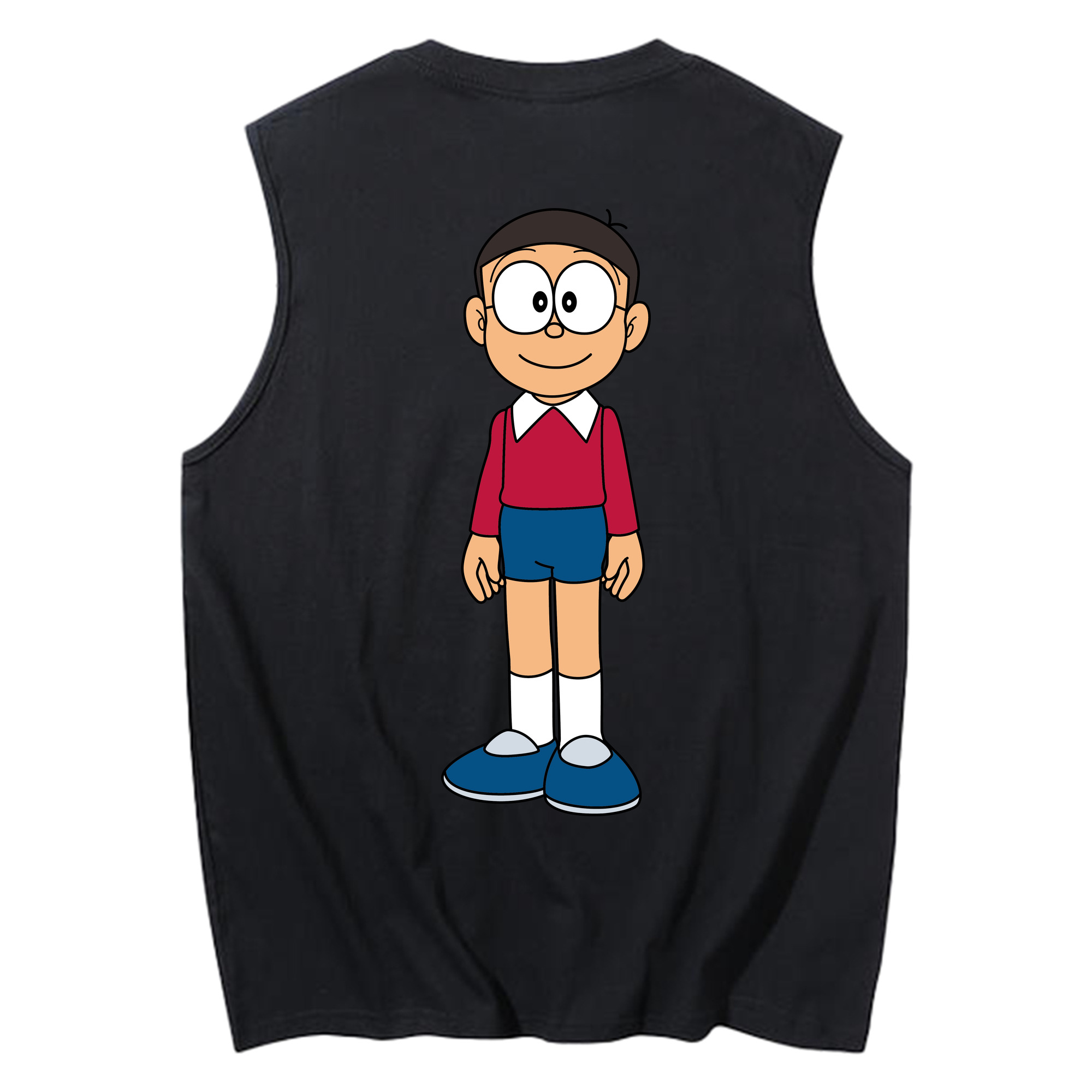 （画像用） ドラえもん 野比 のび太 Doraemon Nobita Nobi コットン100％タンクトップ（背面プリント）