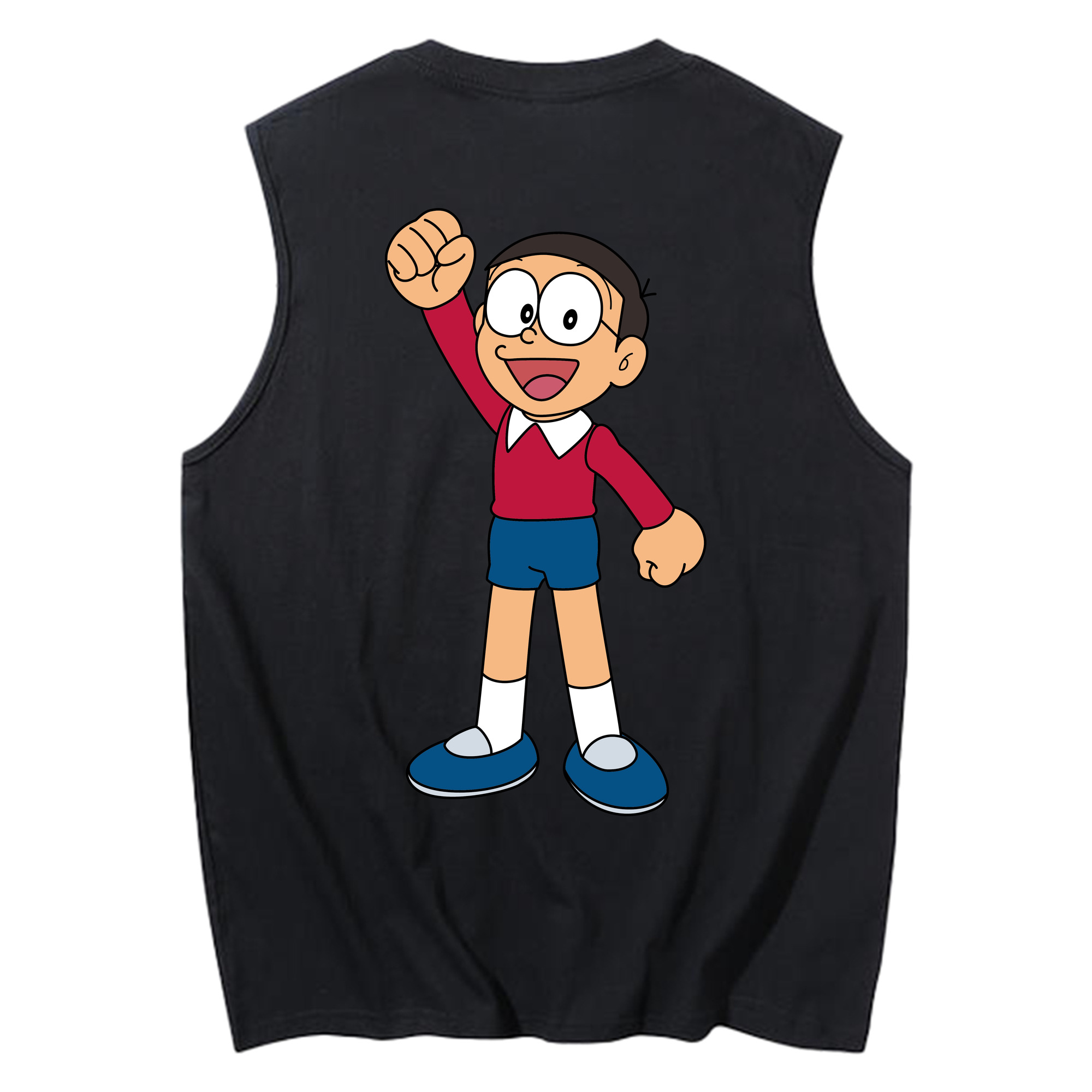 （画像用） ドラえもん 野比 のび太 Doraemon Nobita Nobi コットン100％タンクトップ（背面プリント）