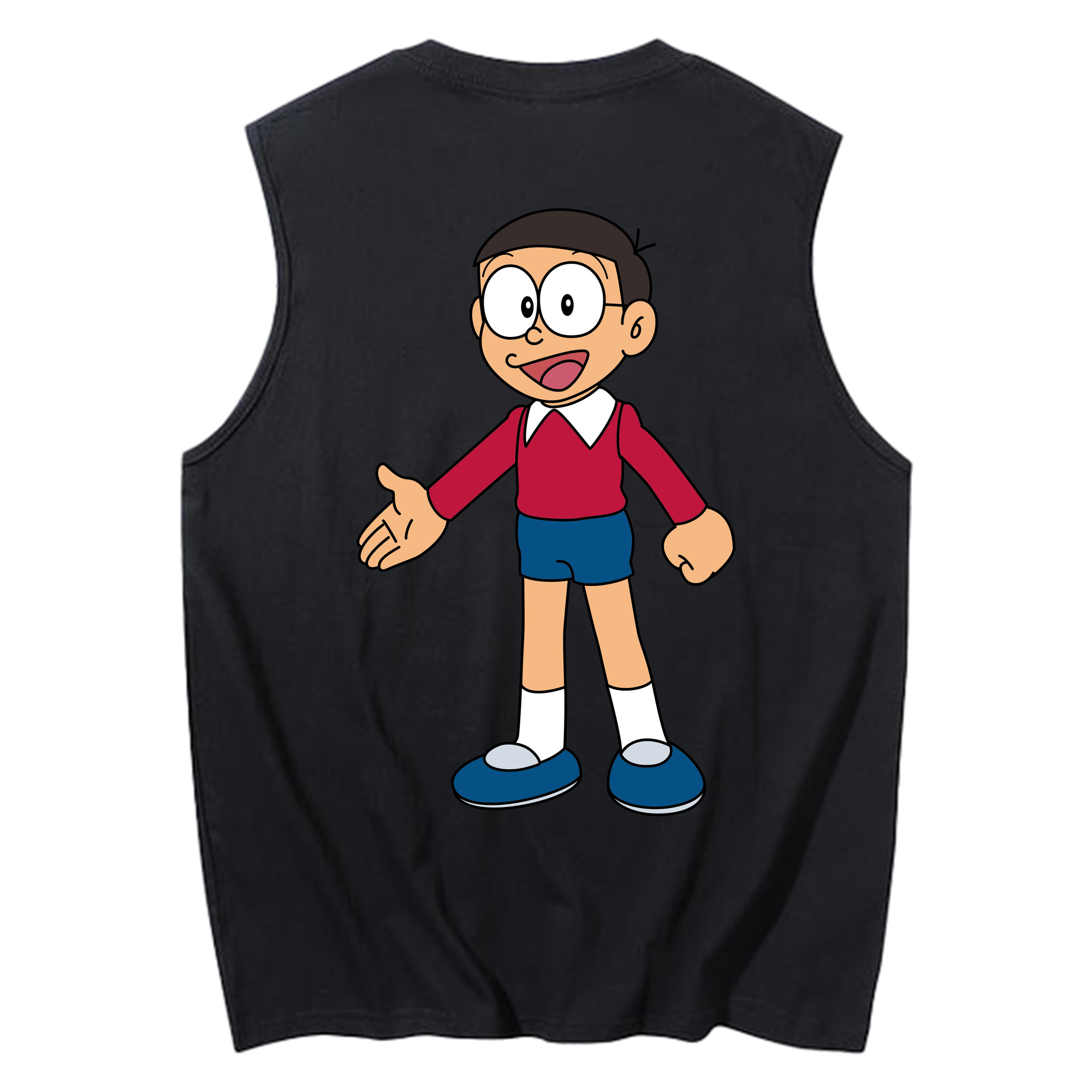 （画像用） ドラえもん 野比 のび太 Doraemon Nobita Nobi コットン100％タンクトップ（背面プリント）