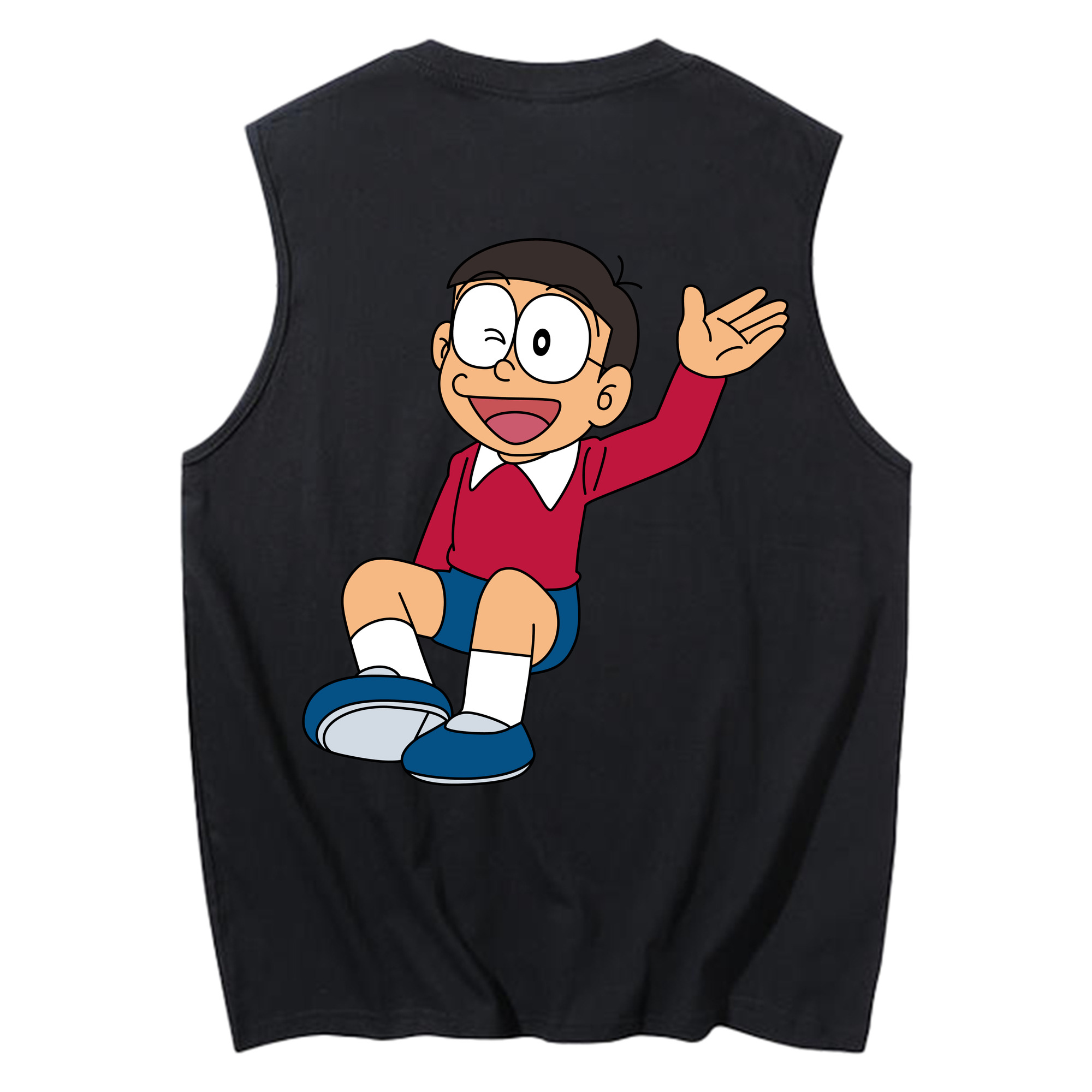 （画像用） ドラえもん 野比 のび太 Doraemon Nobita Nobi コットン100％タンクトップ（背面プリント）
