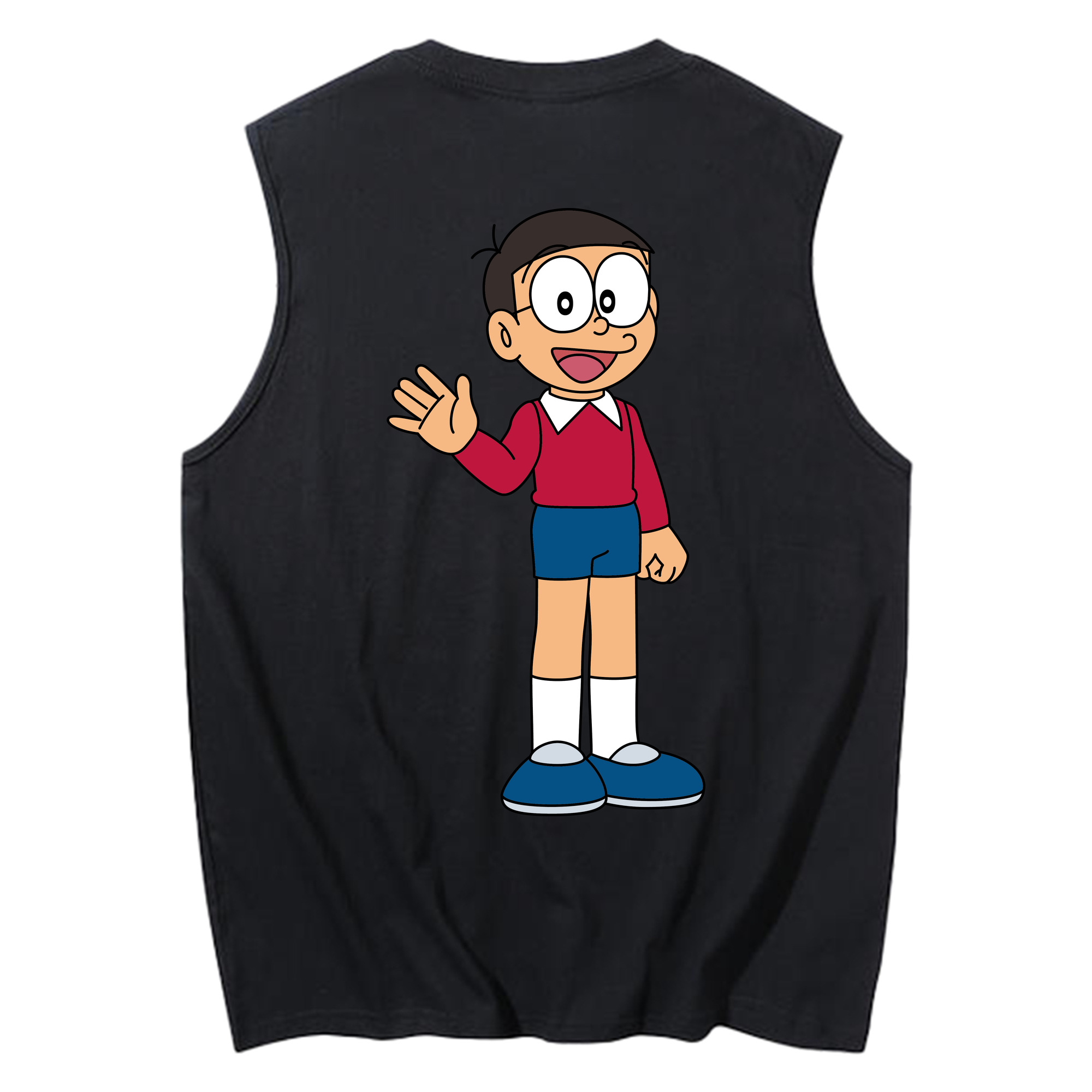 （画像用） ドラえもん 野比 のび太 Doraemon Nobita Nobi コットン100％タンクトップ（背面プリント）