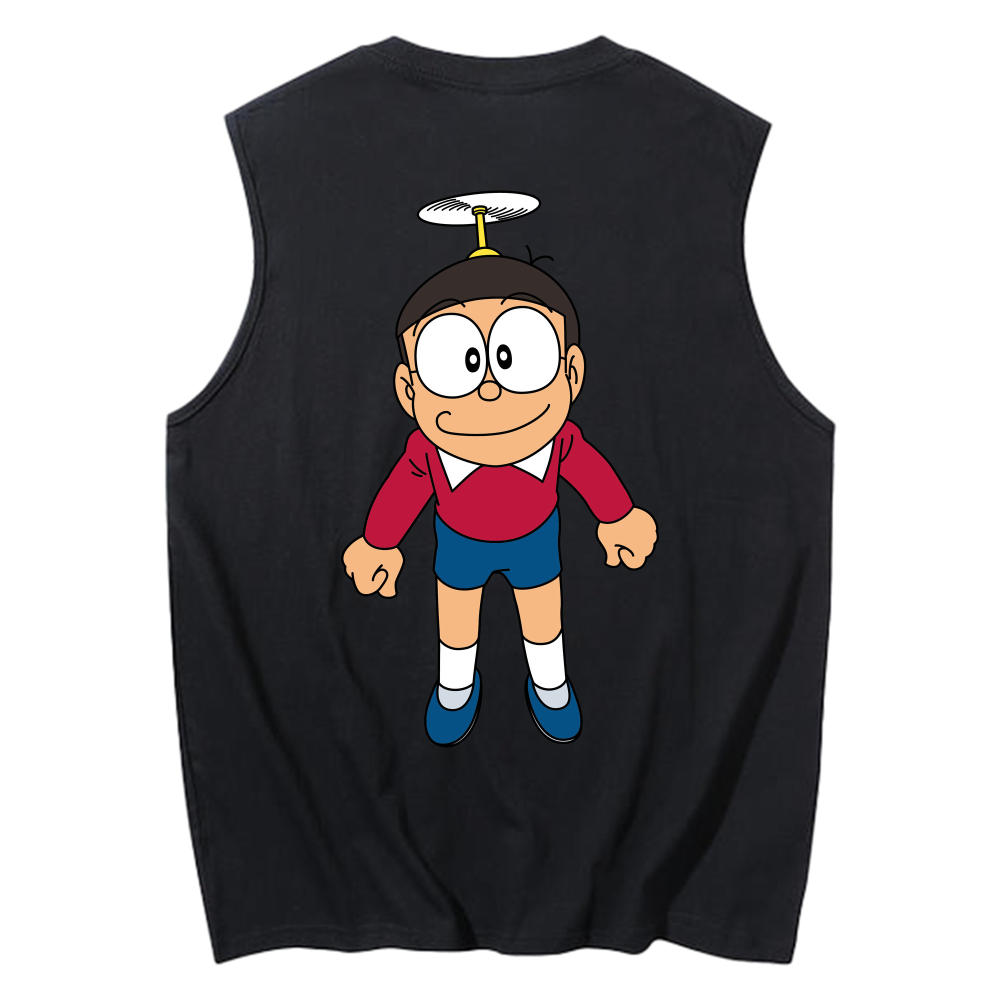 （画像用） ドラえもん 野比 のび太 Doraemon Nobita Nobi コットン100％タンクトップ（背面プリント）