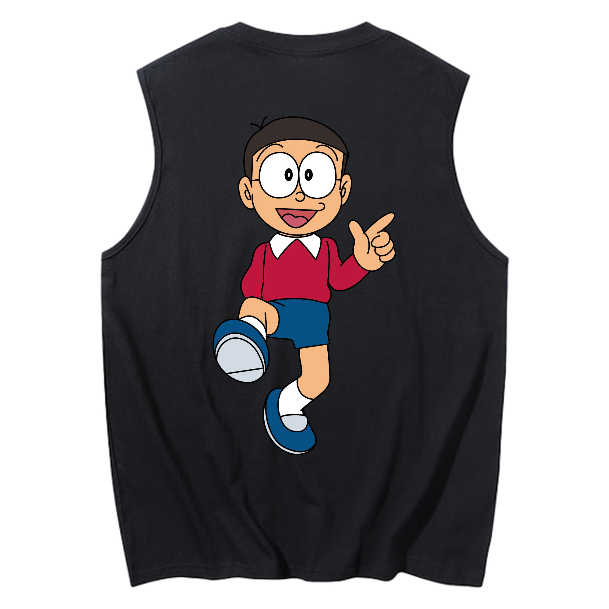 （画像用） ドラえもん 野比 のび太 Doraemon Nobita Nobi コットン100％タンクトップ（背面プリント）