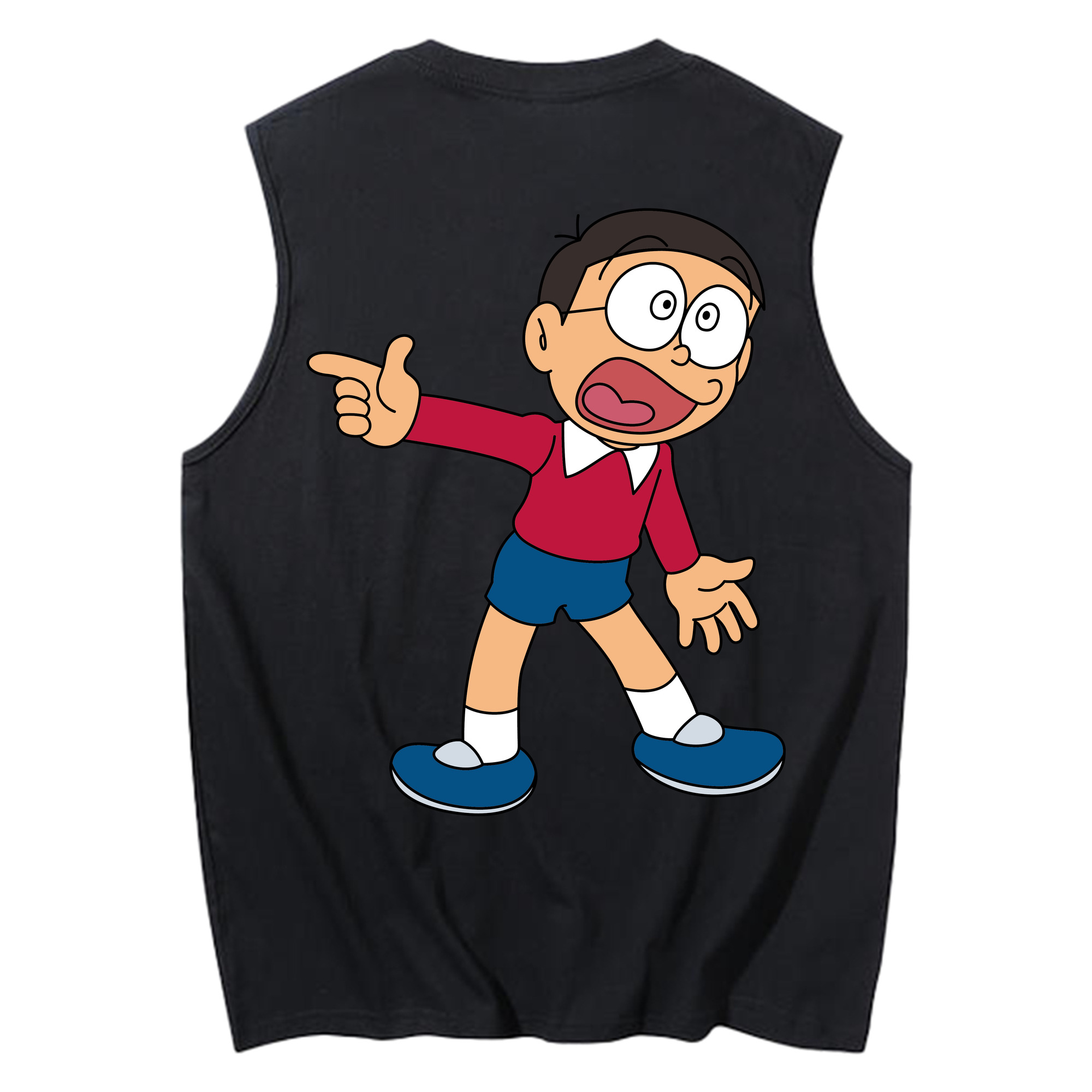 （画像用） ドラえもん 野比 のび太 Doraemon Nobita Nobi コットン100％タンクトップ（背面プリント）