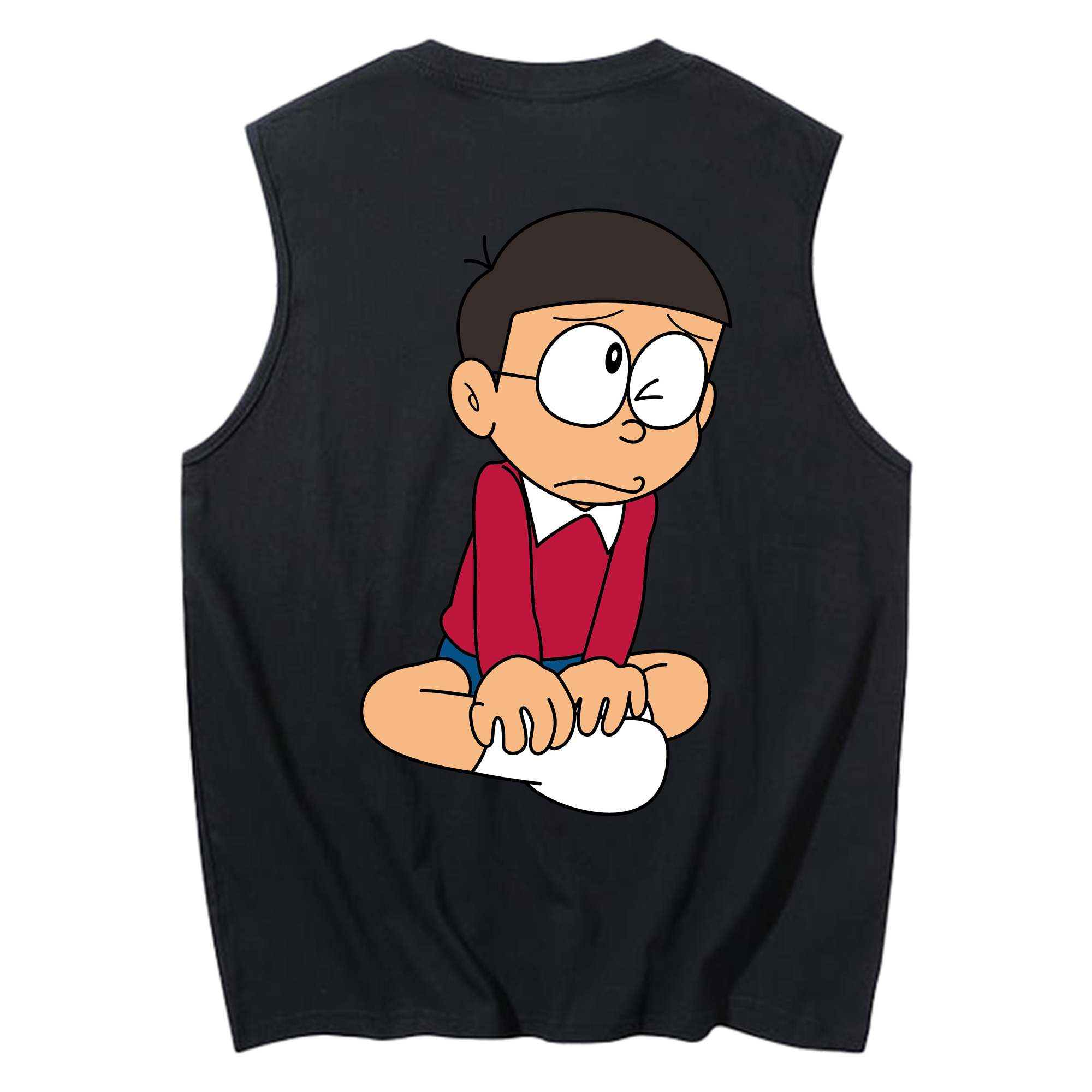 （画像用） ドラえもん 野比 のび太 Doraemon Nobita Nobi コットン100％タンクトップ（背面プリント）