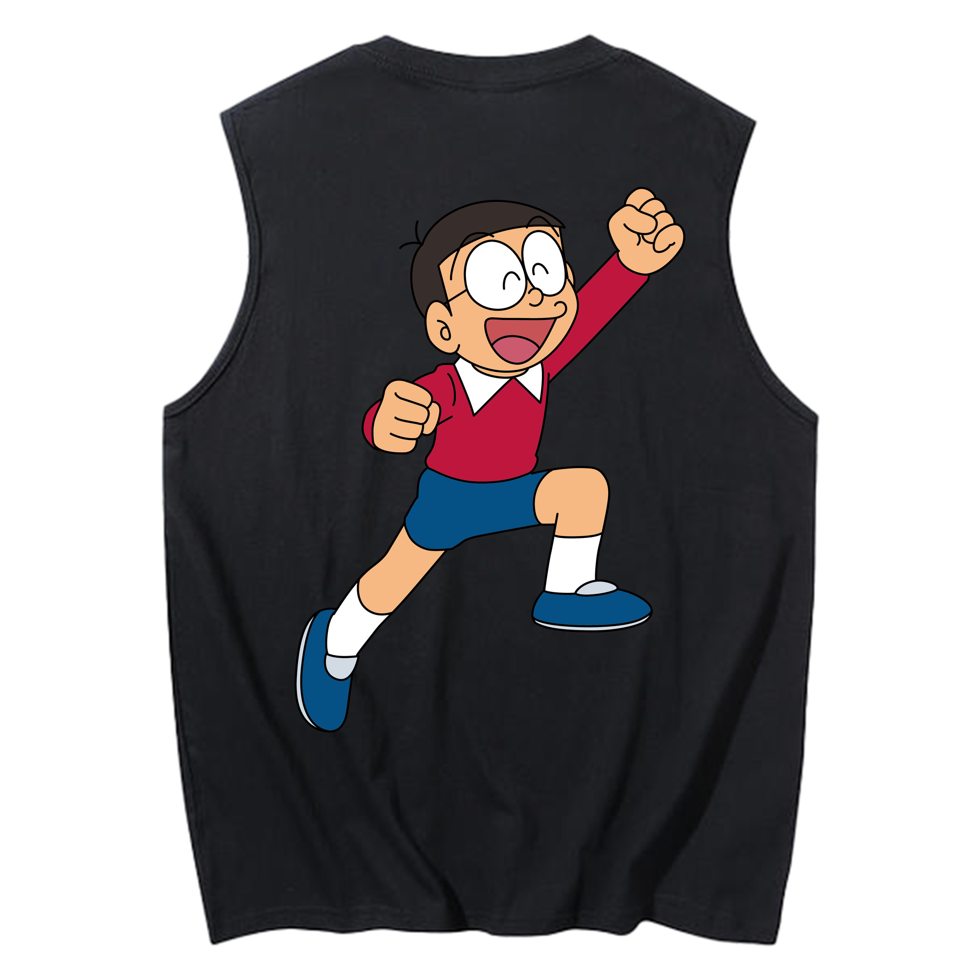 （画像用） ドラえもん 野比 のび太 Doraemon Nobita Nobi コットン100％タンクトップ（背面プリント）