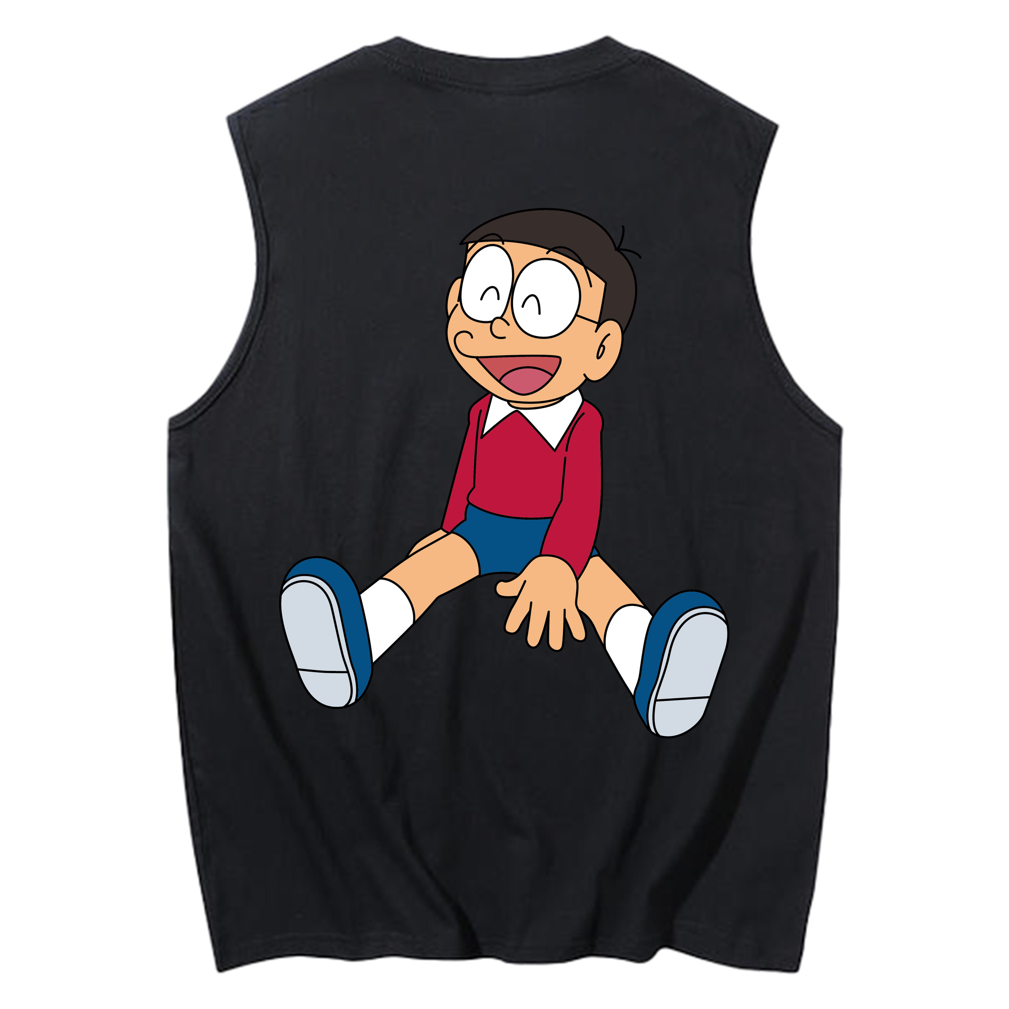 （画像用） ドラえもん 野比 のび太 Doraemon Nobita Nobi コットン100％タンクトップ（背面プリント）