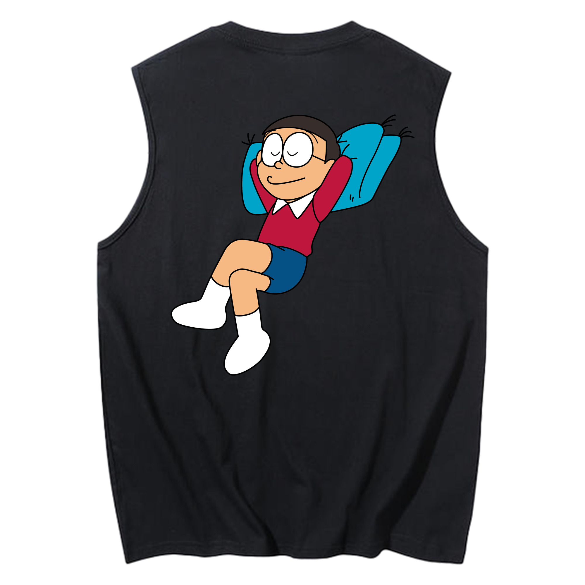 （画像用） ドラえもん 野比 のび太 Doraemon Nobita Nobi コットン100％タンクトップ（背面プリント）