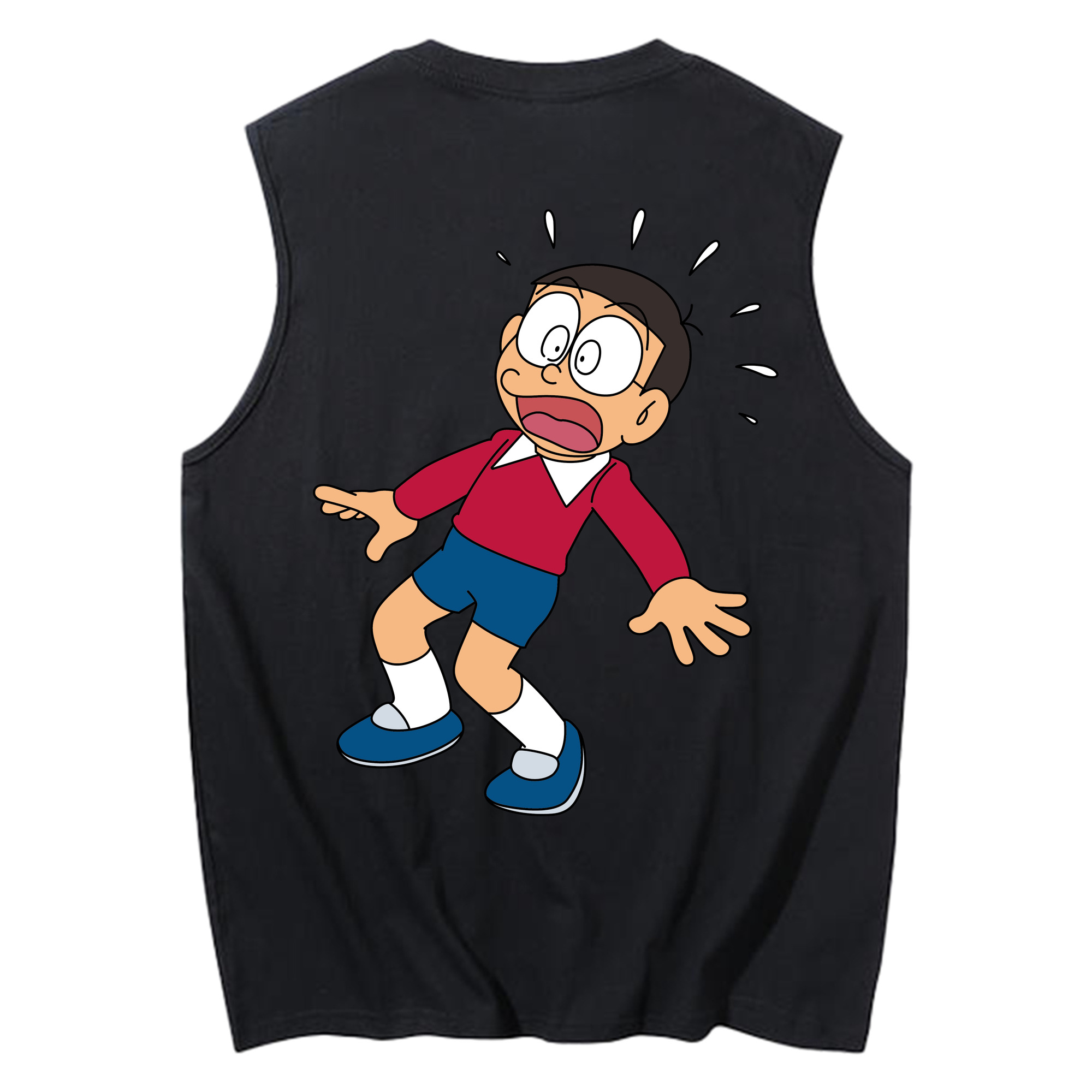 （画像用） ドラえもん 野比 のび太 Doraemon Nobita Nobi コットン100％タンクトップ（背面プリント）
