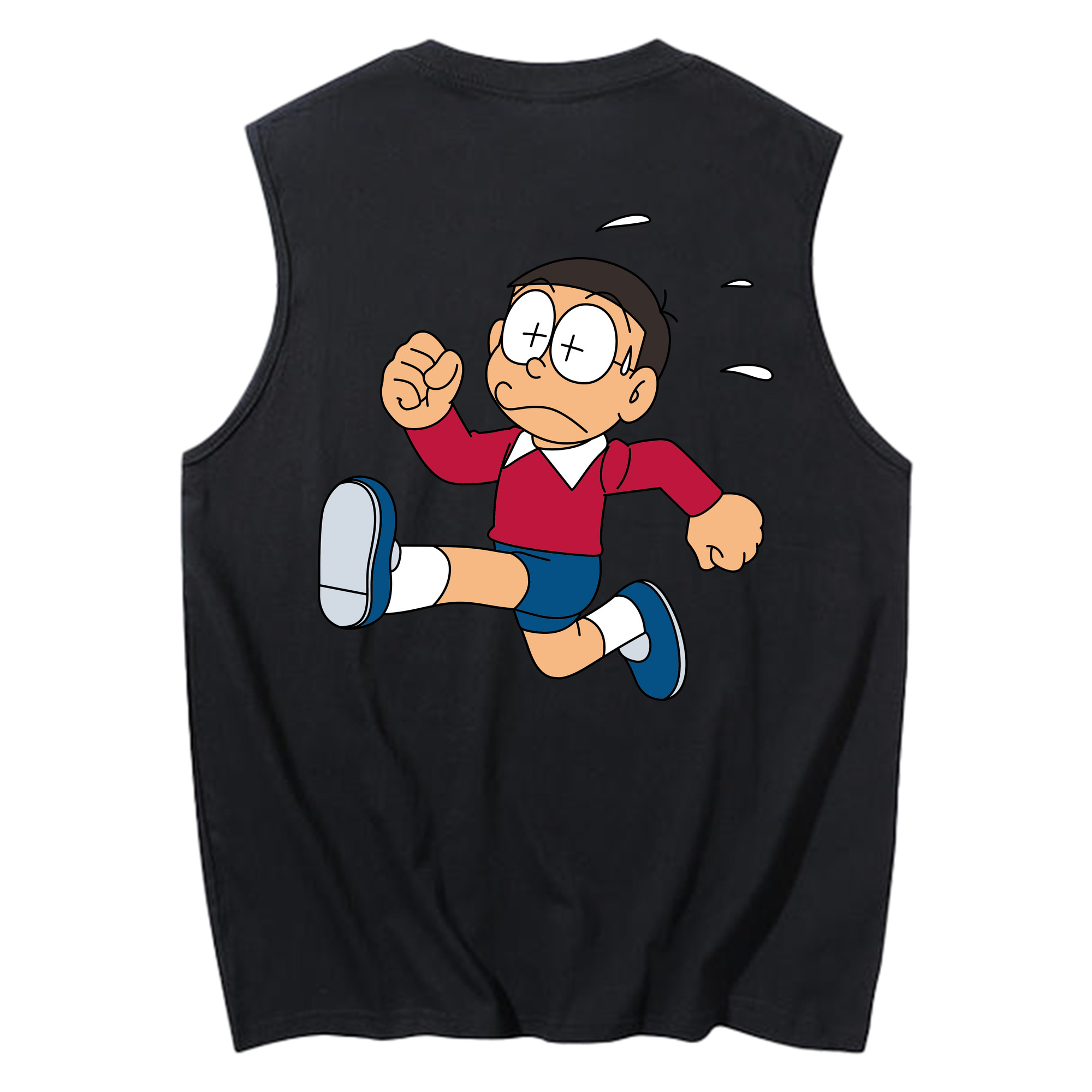 （画像用） ドラえもん 野比 のび太 Doraemon Nobita Nobi コットン100％タンクトップ（背面プリント）