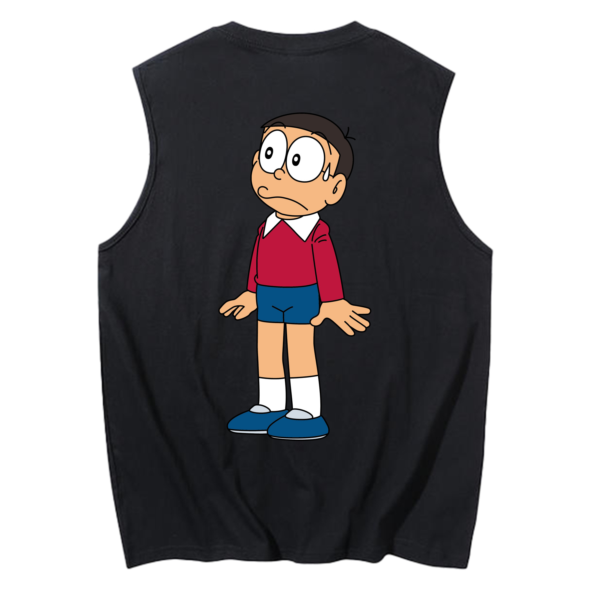 （画像用） ドラえもん 野比 のび太 Doraemon Nobita Nobi コットン100％タンクトップ（背面プリント）