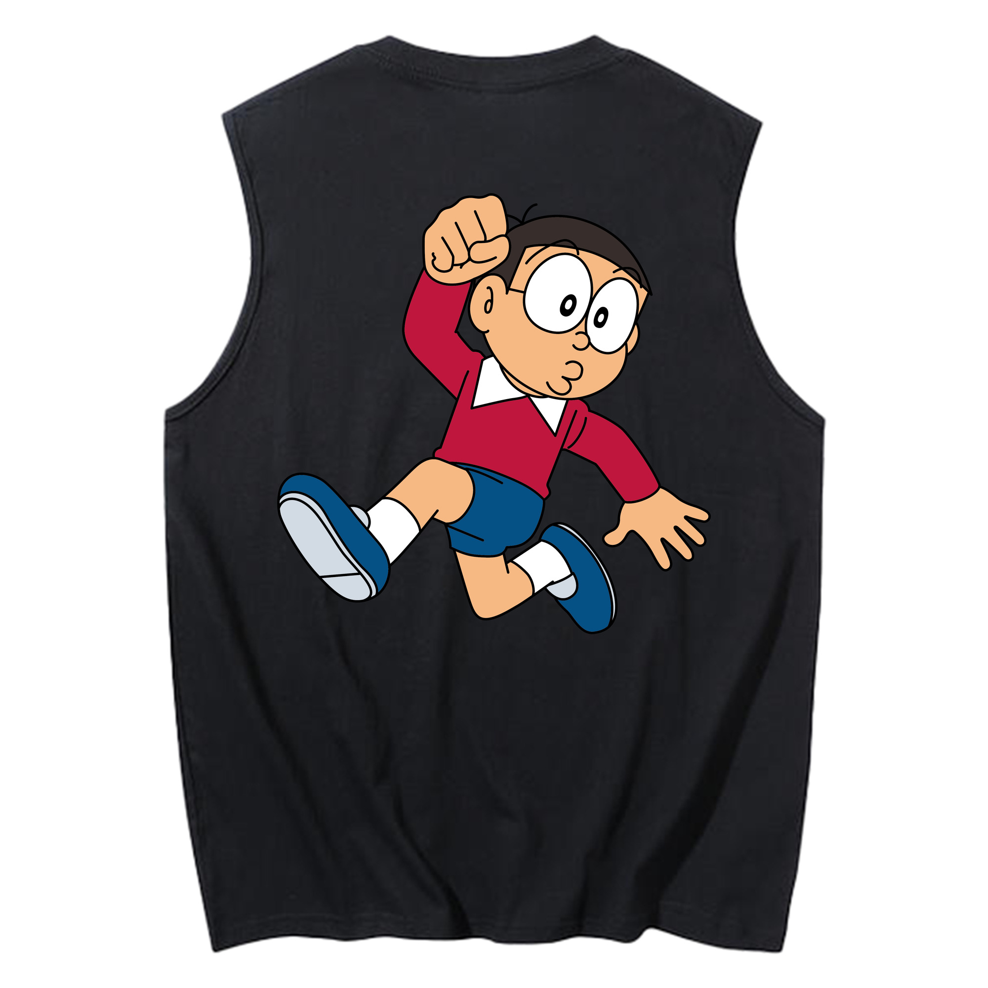 （画像用） ドラえもん 野比 のび太 Doraemon Nobita Nobi コットン100％タンクトップ（背面プリント）