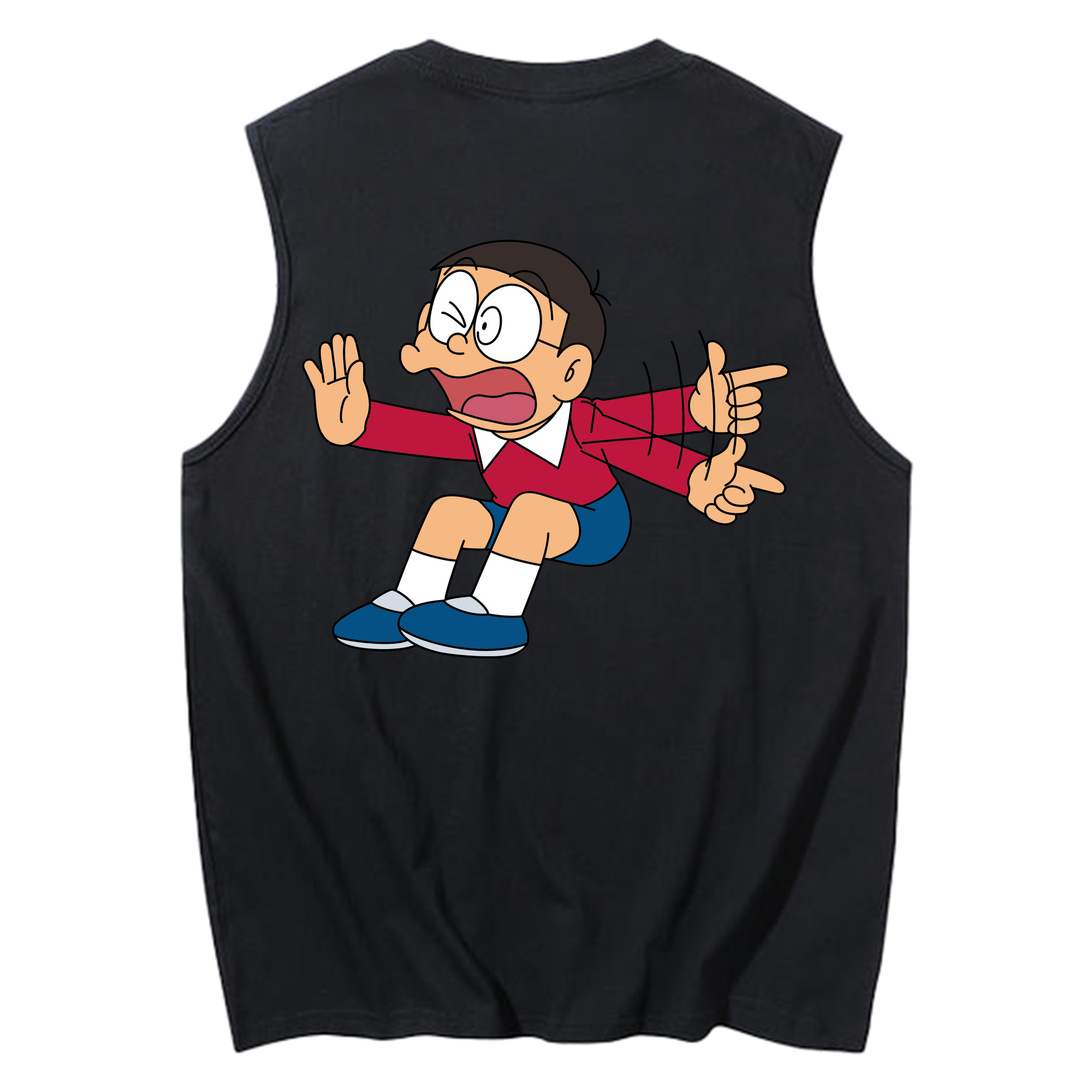 （画像用） ドラえもん 野比 のび太 Doraemon Nobita Nobi コットン100％タンクトップ（背面プリント）