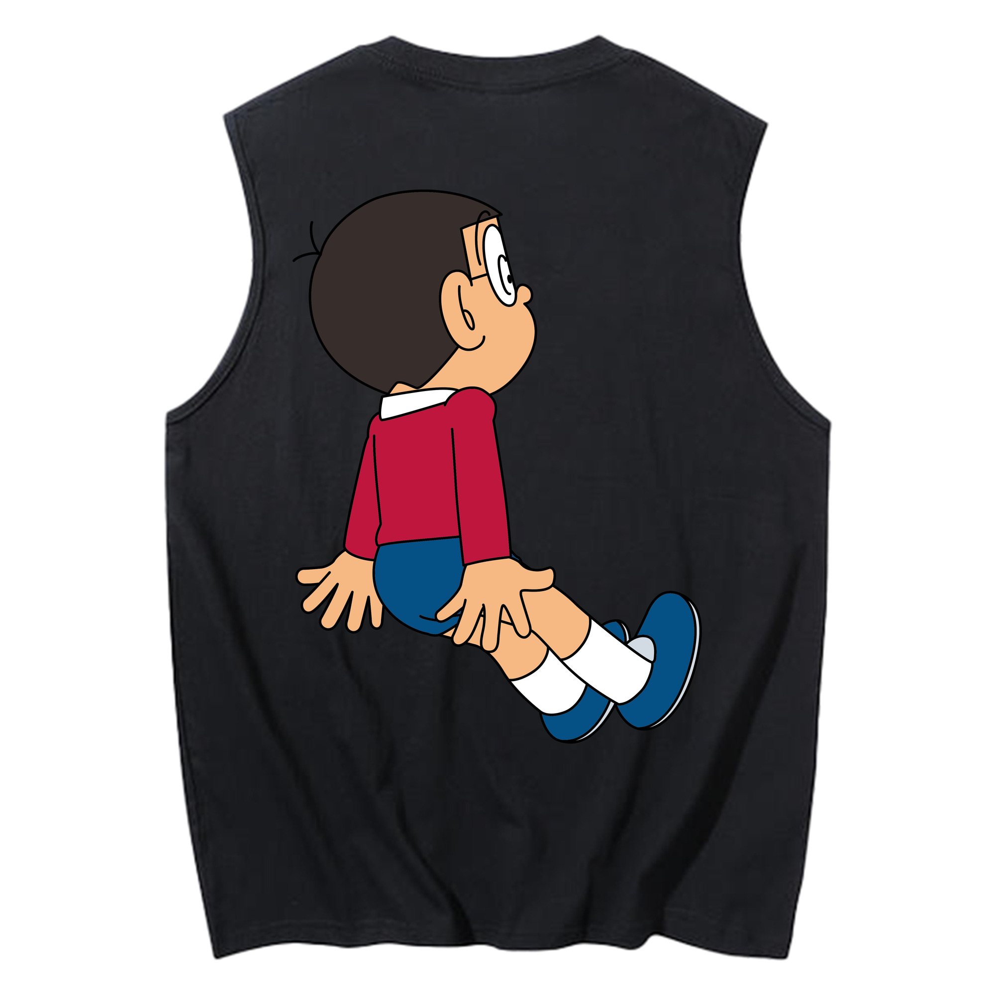 （画像用） ドラえもん 野比 のび太 Doraemon Nobita Nobi コットン100％タンクトップ（背面プリント）