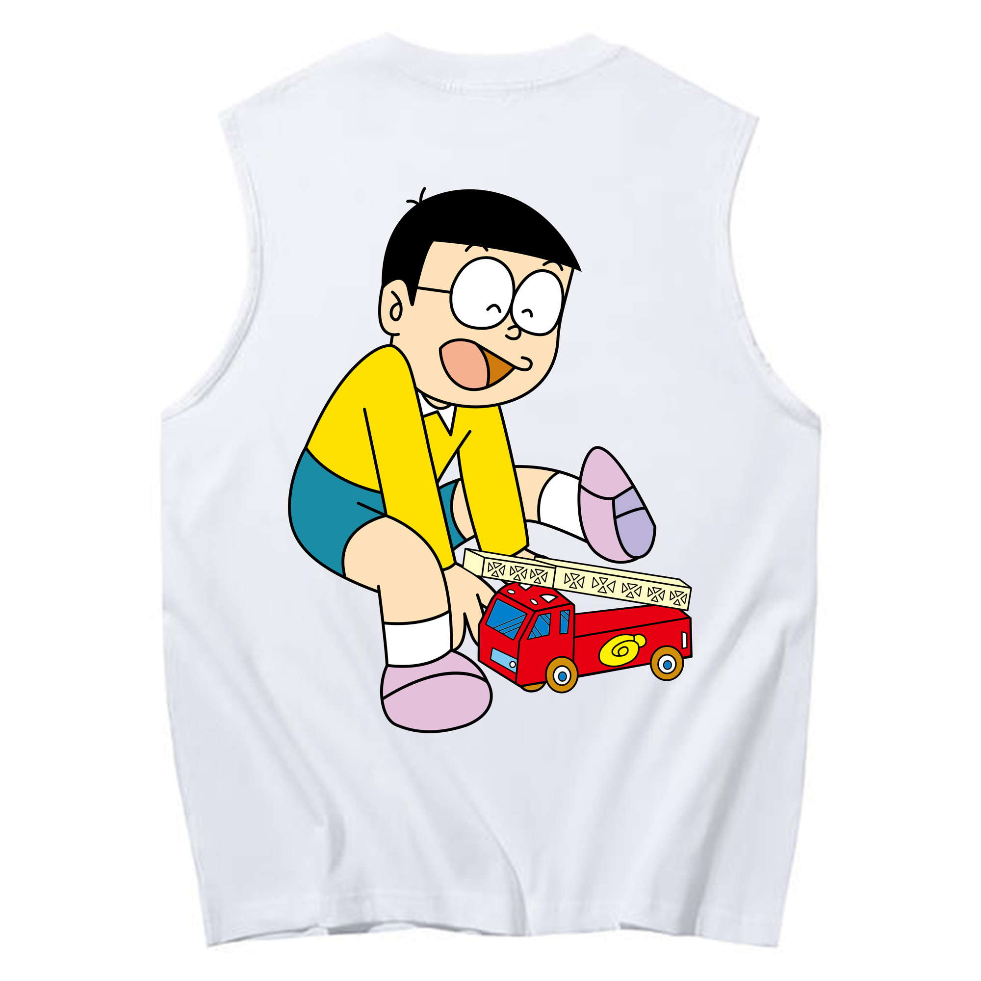 （画像用） ドラえもん 野比 のび太 Doraemon Nobita Nobi コットン100％タンクトップ（背面プリント）