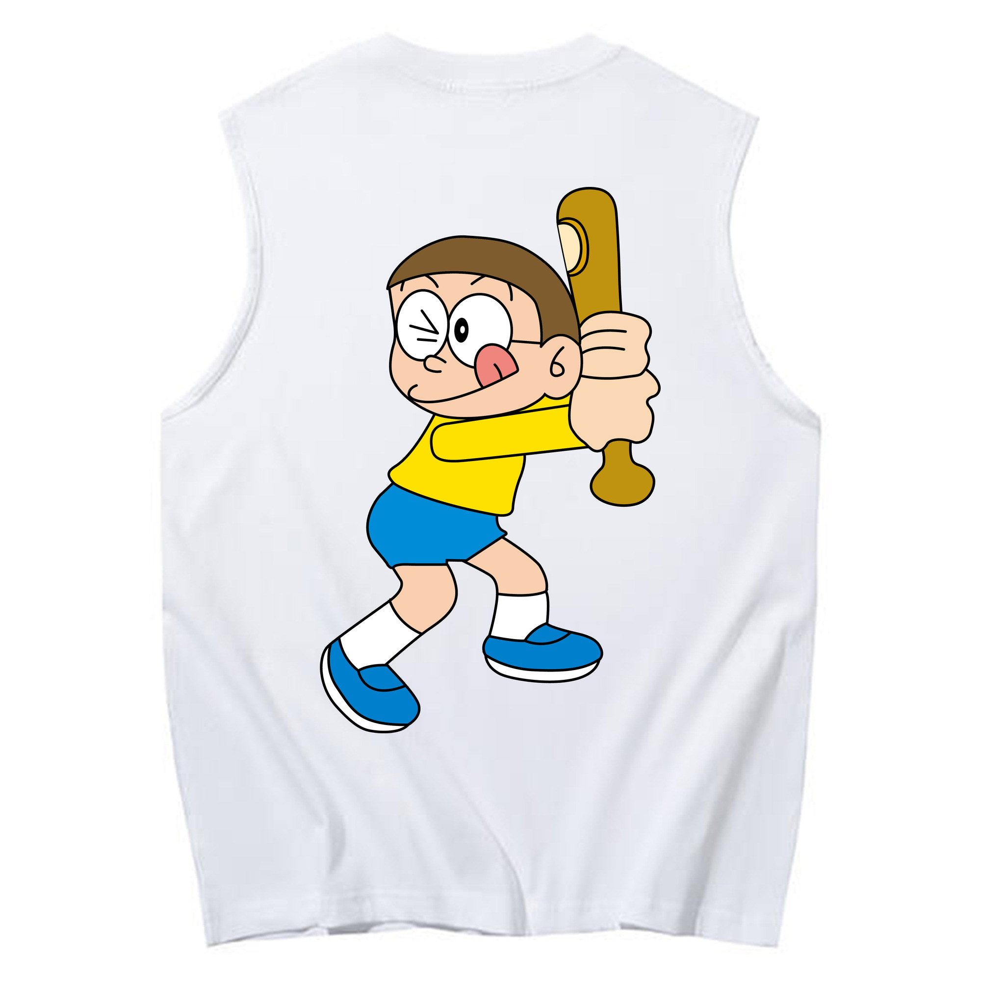 （画像用） ドラえもん 野比 のび太 Doraemon Nobita Nobi コットン100％タンクトップ（背面プリント）