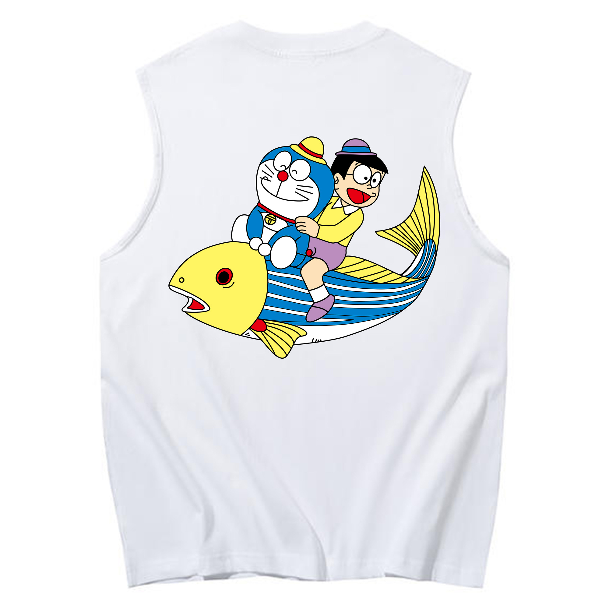 （画像用） ドラえもん 野比 のび太 Doraemon Nobita Nobi コットン100％タンクトップ（背面プリント）