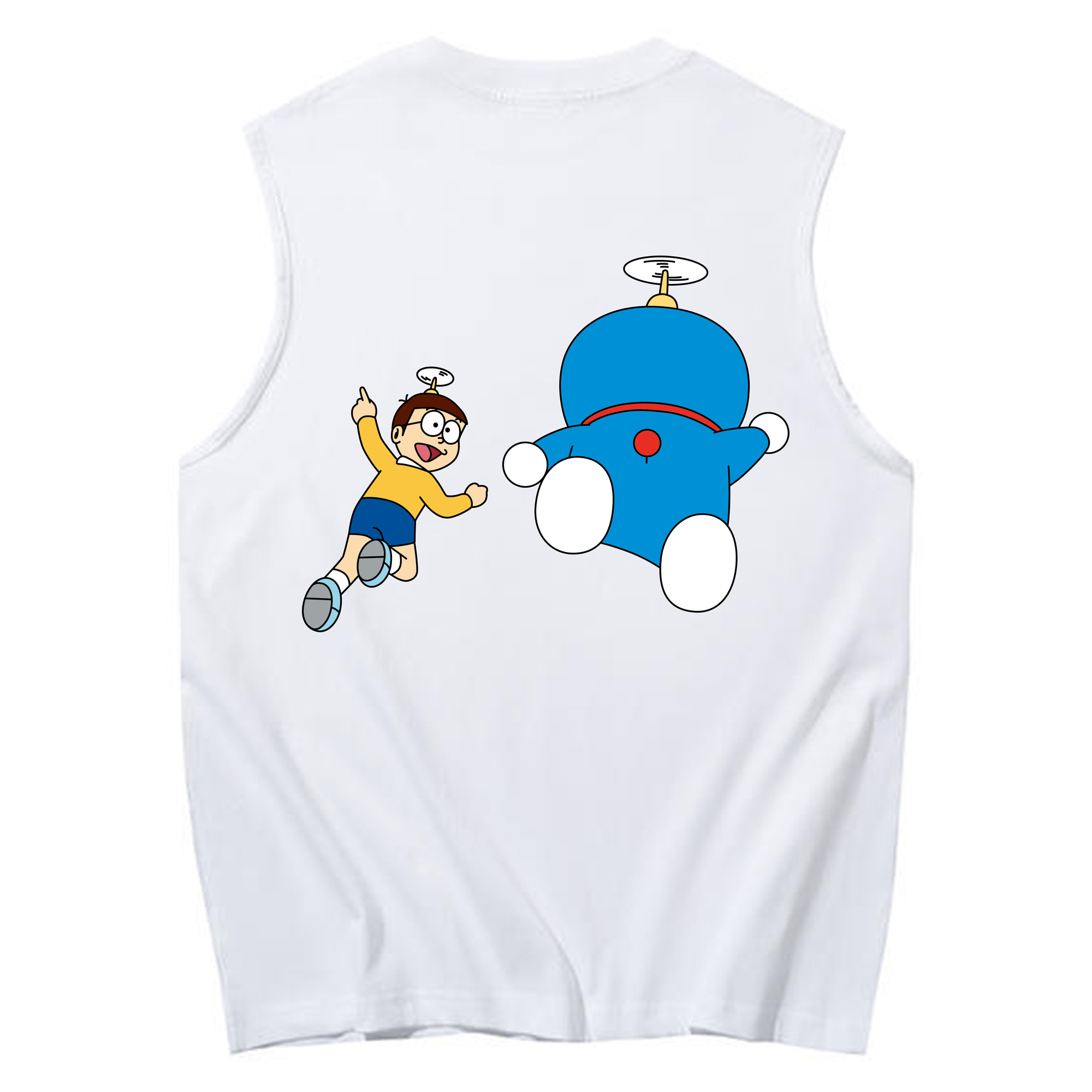 （画像用） ドラえもん 野比 のび太 Doraemon Nobita Nobi コットン100％タンクトップ（背面プリント）