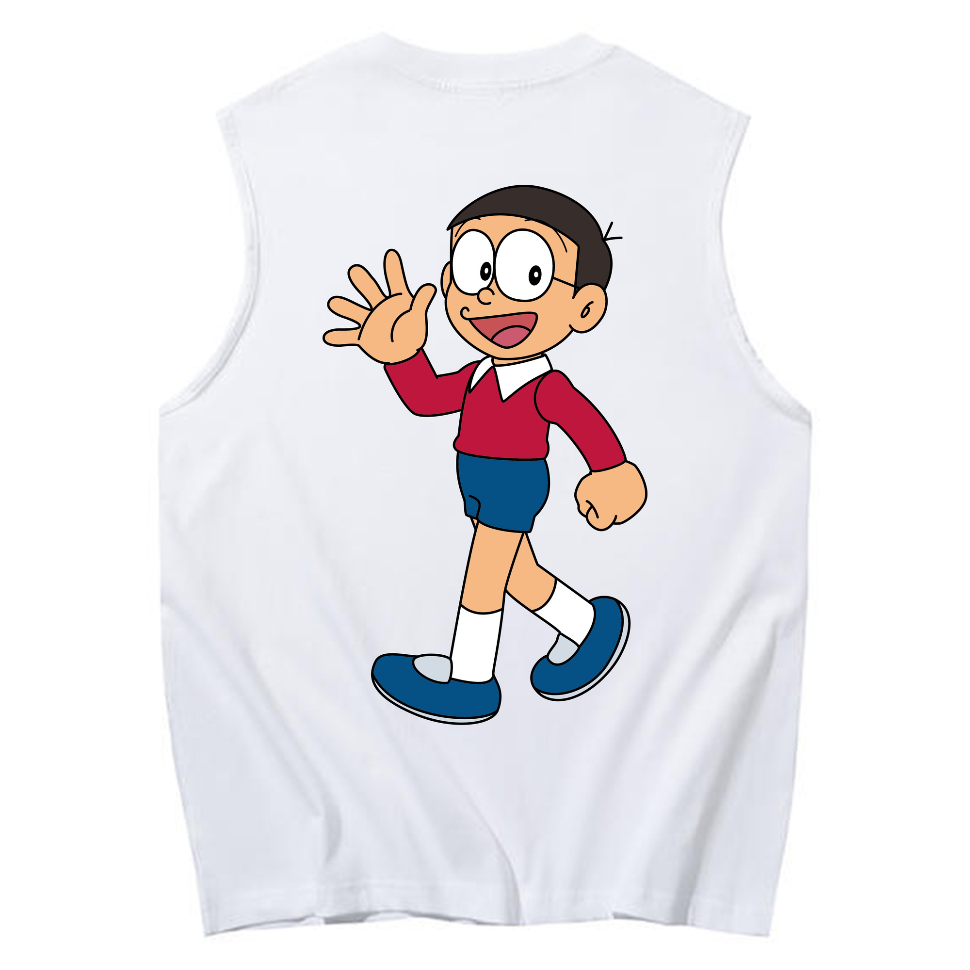 （画像用） ドラえもん 野比 のび太 Doraemon Nobita Nobi コットン100％タンクトップ（背面プリント）