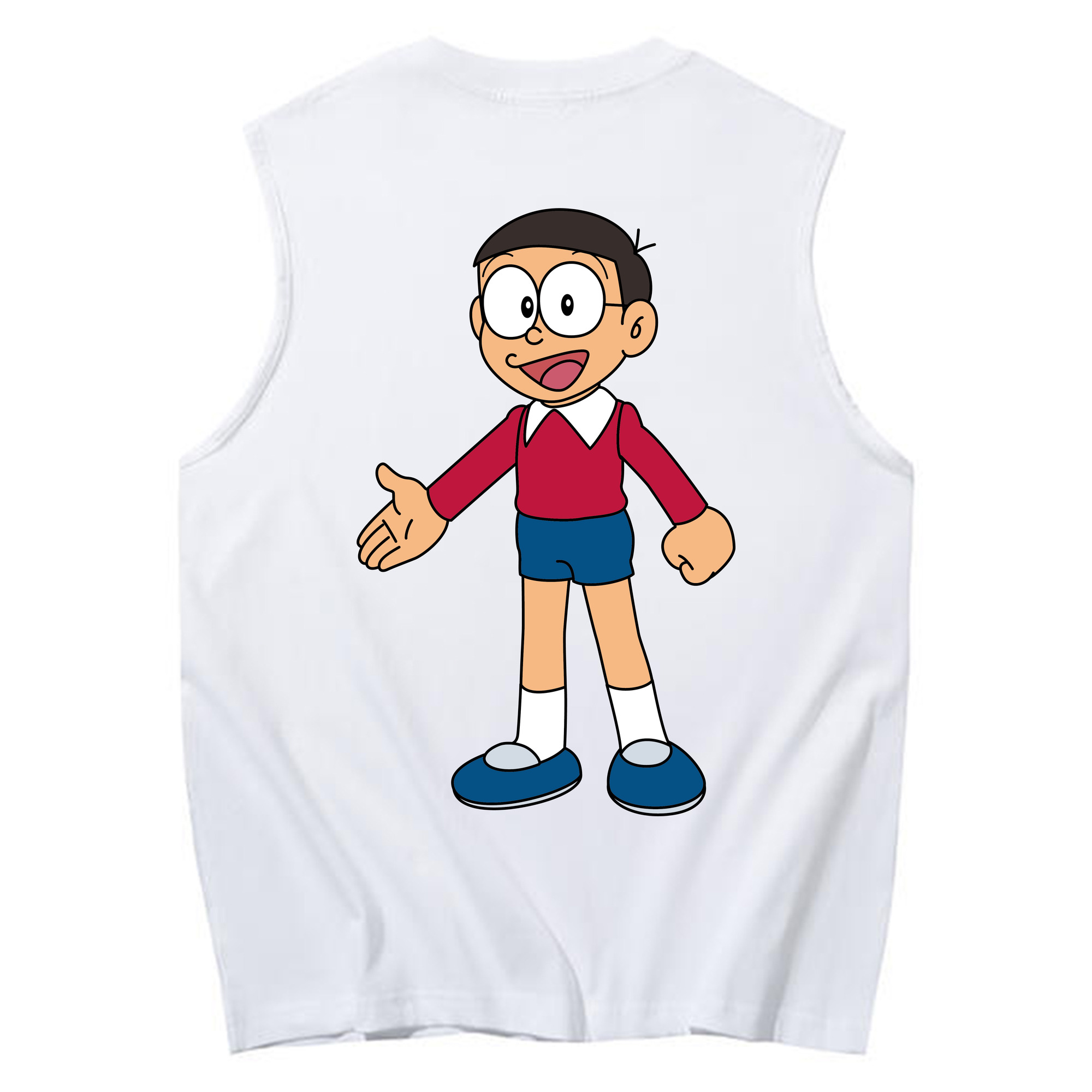 （画像用） ドラえもん 野比 のび太 Doraemon Nobita Nobi コットン100％タンクトップ（背面プリント）