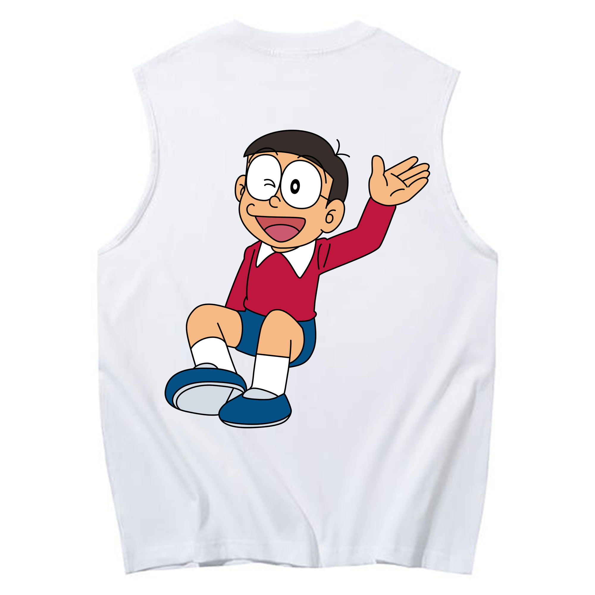 （画像用） ドラえもん 野比 のび太 Doraemon Nobita Nobi コットン100％タンクトップ（背面プリント）