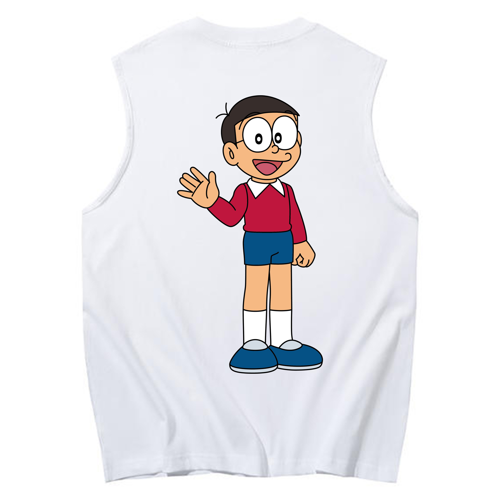 （画像用） ドラえもん 野比 のび太 Doraemon Nobita Nobi コットン100％タンクトップ（背面プリント）