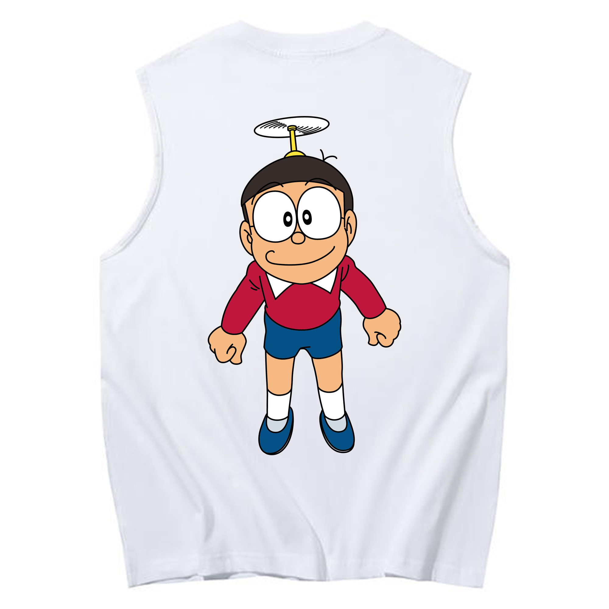 （画像用） ドラえもん 野比 のび太 Doraemon Nobita Nobi コットン100％タンクトップ（背面プリント）