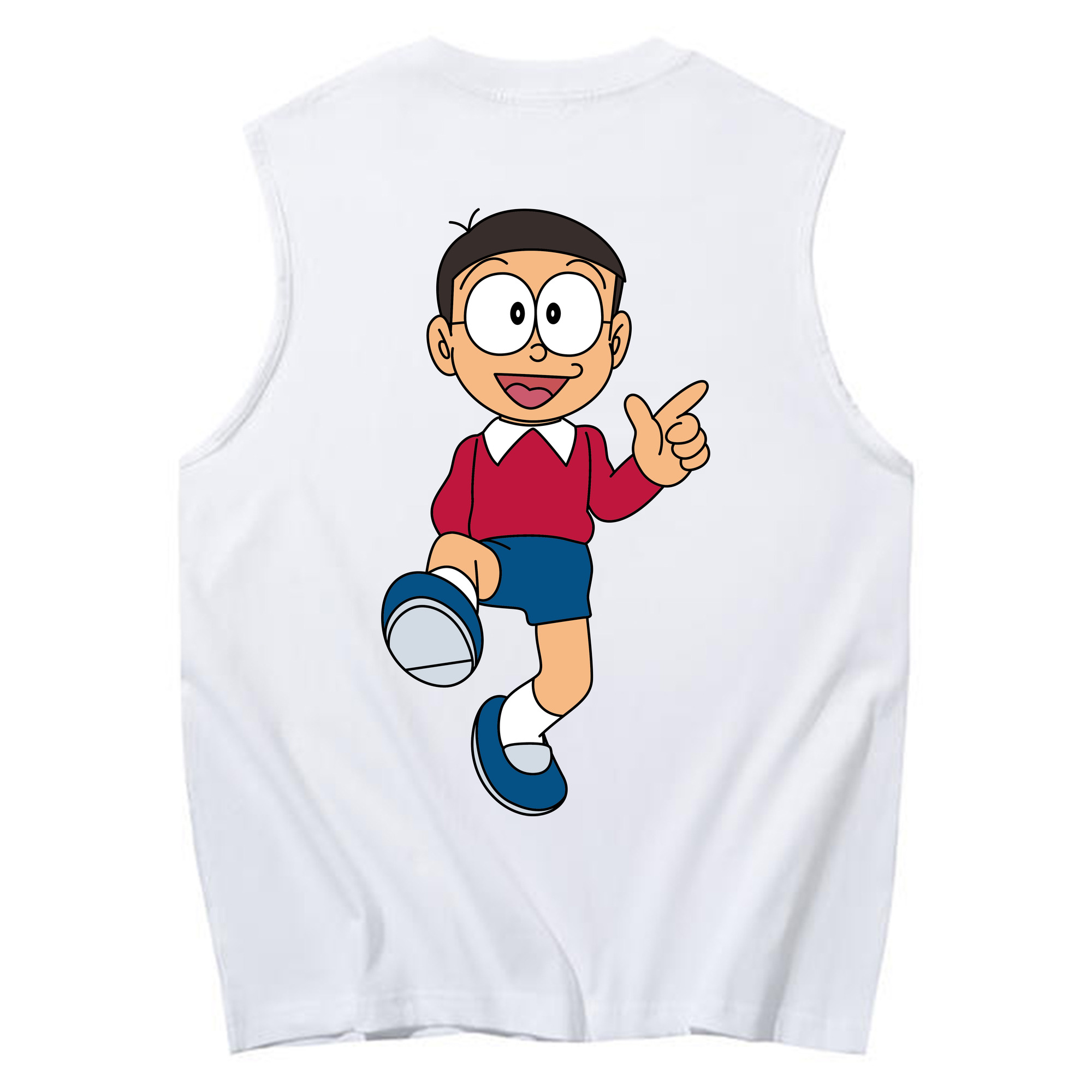 （画像用） ドラえもん 野比 のび太 Doraemon Nobita Nobi コットン100％タンクトップ（背面プリント）