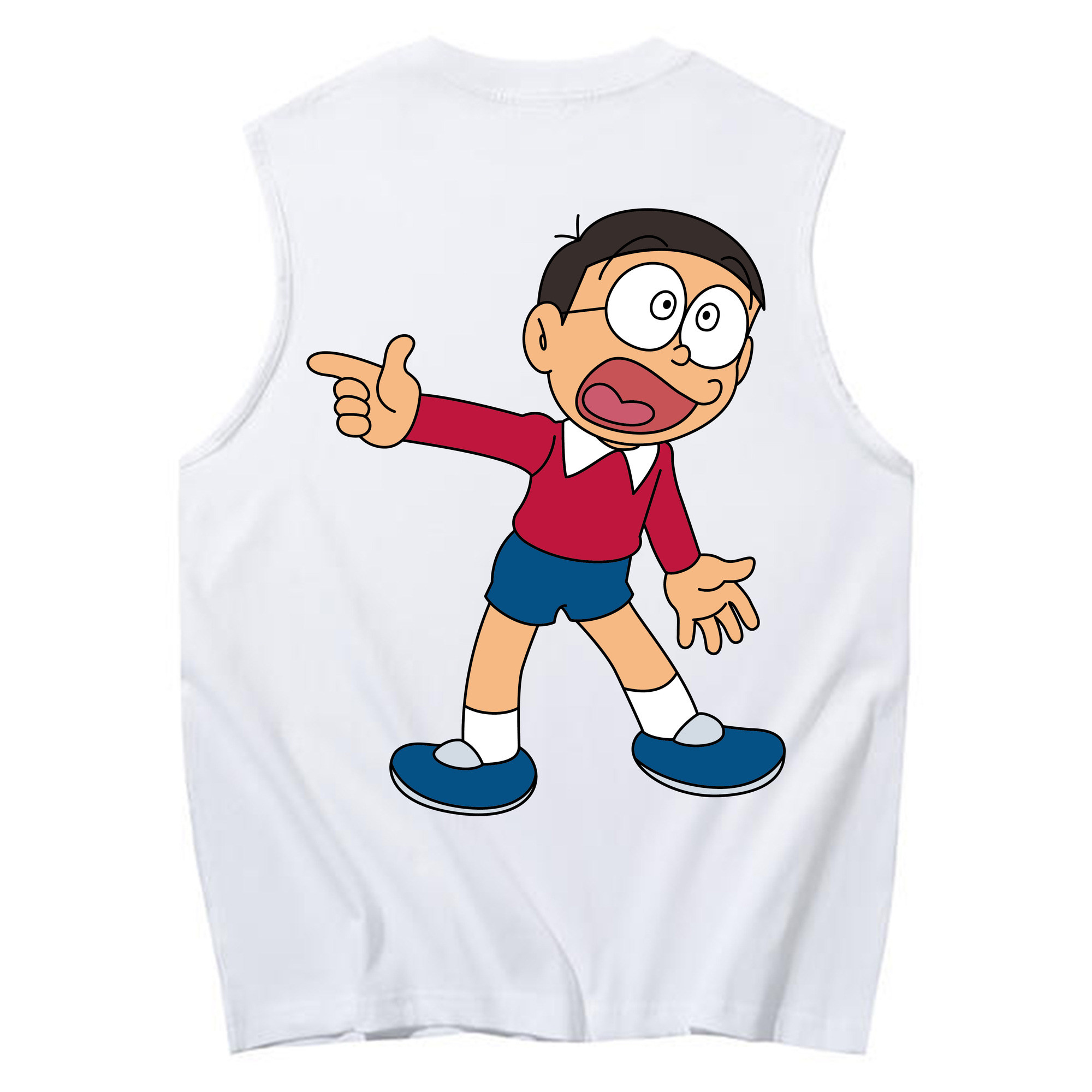 （画像用） ドラえもん 野比 のび太 Doraemon Nobita Nobi コットン100％タンクトップ（背面プリント）
