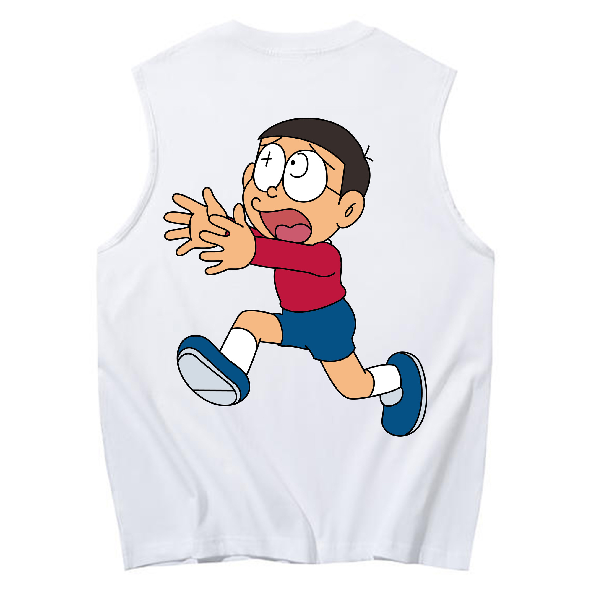 （画像用） ドラえもん 野比 のび太 Doraemon Nobita Nobi コットン100％タンクトップ（背面プリント）