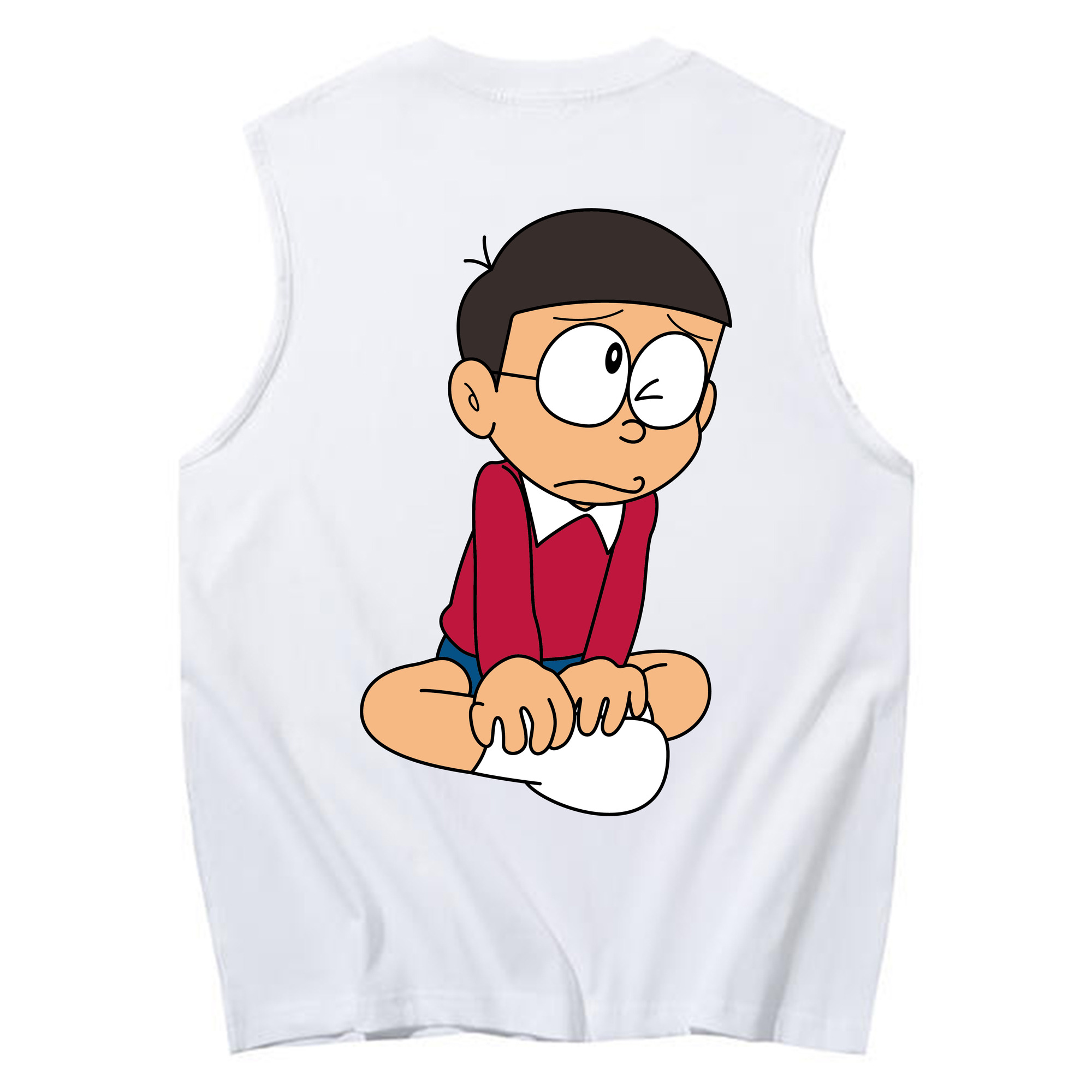 （画像用） ドラえもん 野比 のび太 Doraemon Nobita Nobi コットン100％タンクトップ（背面プリント）