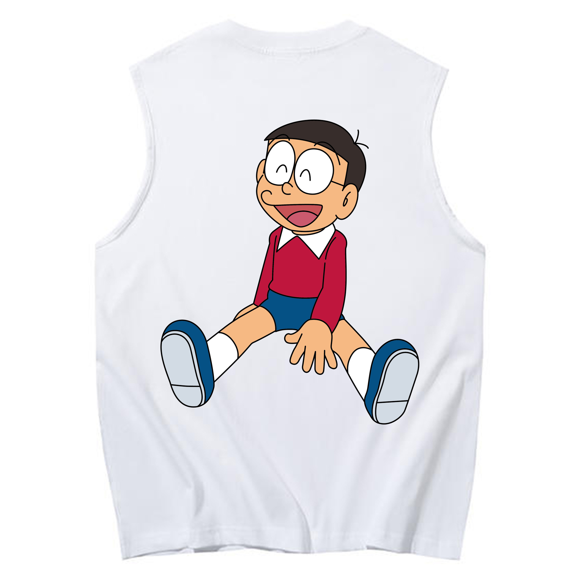 （画像用） ドラえもん 野比 のび太 Doraemon Nobita Nobi コットン100％タンクトップ（背面プリント）