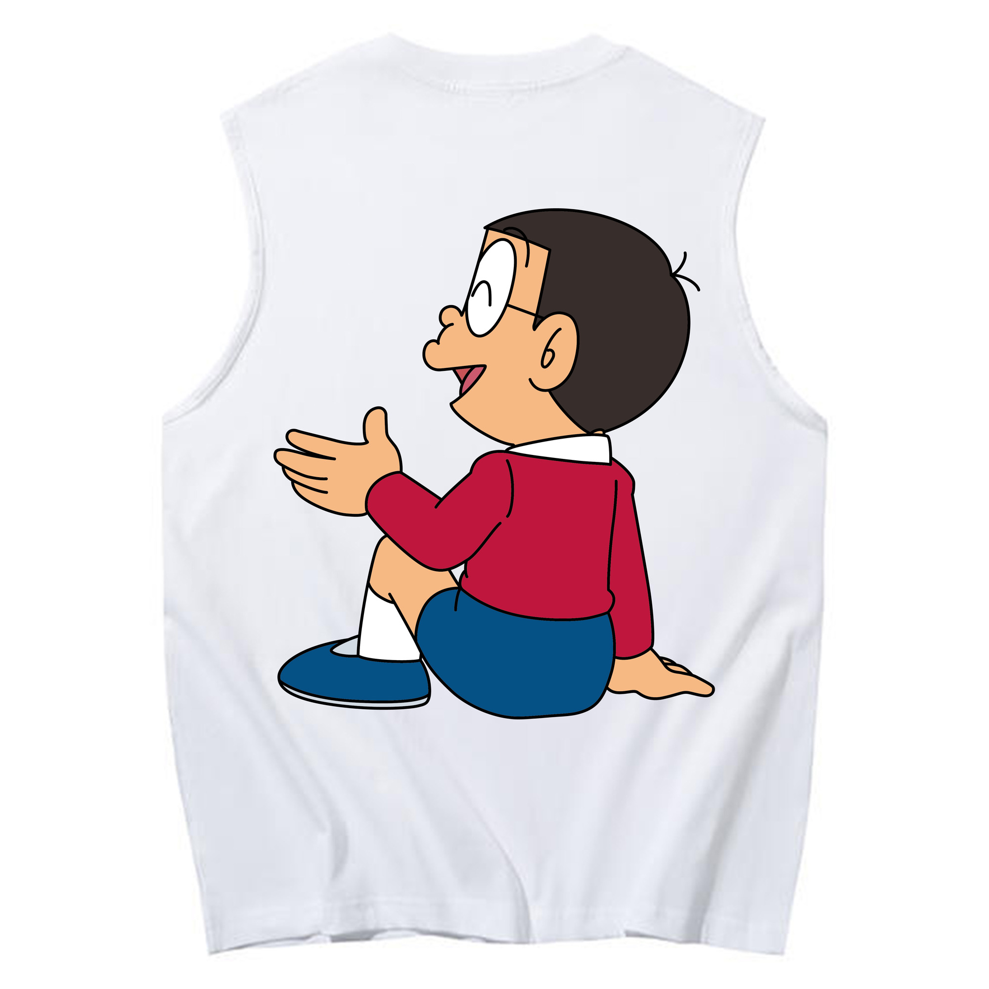 （画像用） ドラえもん 野比 のび太 Doraemon Nobita Nobi コットン100％タンクトップ（背面プリント）