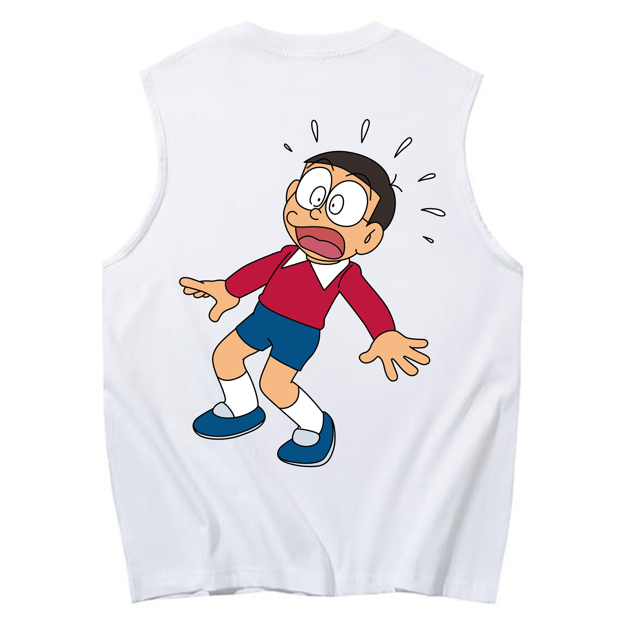 （画像用） ドラえもん 野比 のび太 Doraemon Nobita Nobi コットン100％タンクトップ（背面プリント）