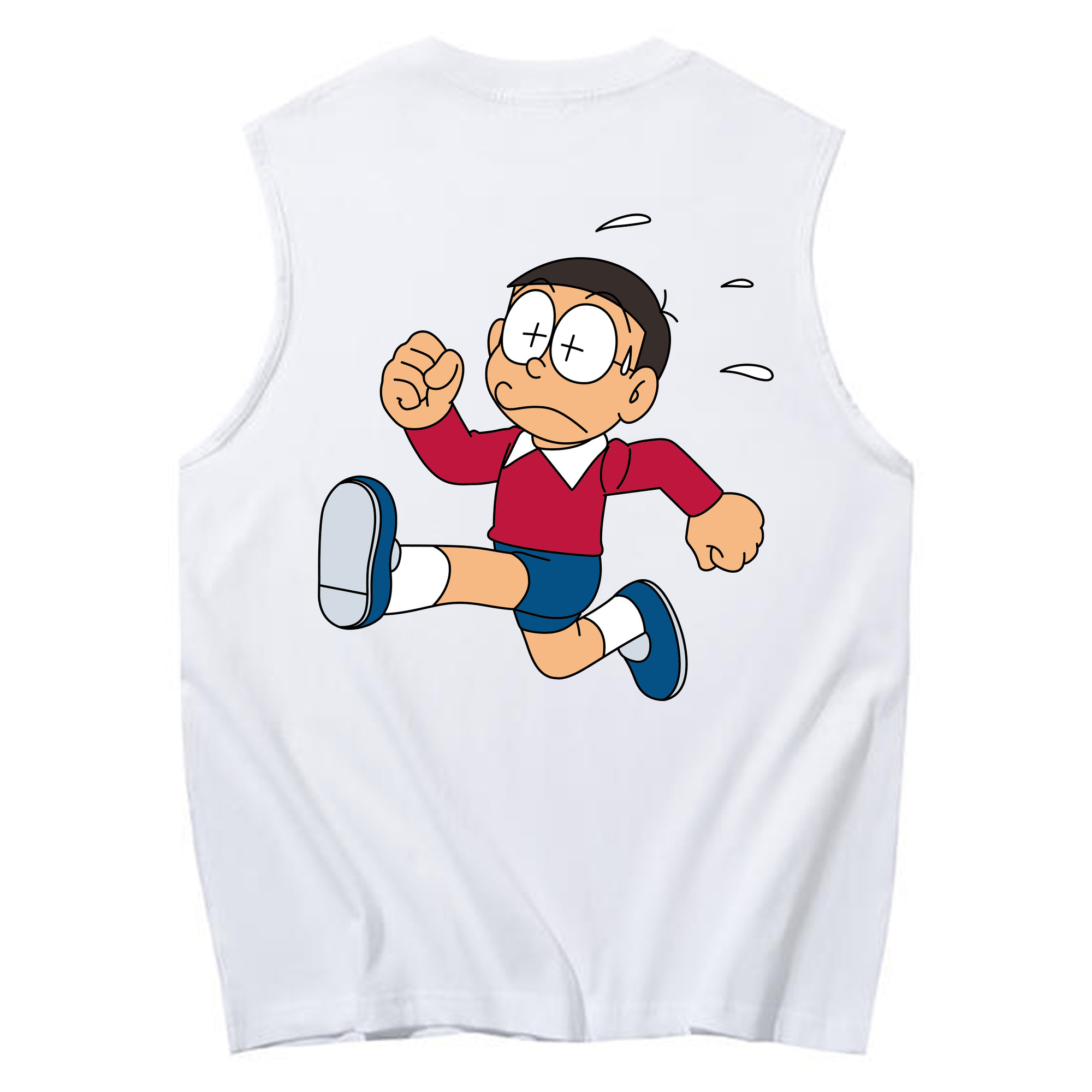 （画像用） ドラえもん 野比 のび太 Doraemon Nobita Nobi コットン100％タンクトップ（背面プリント）