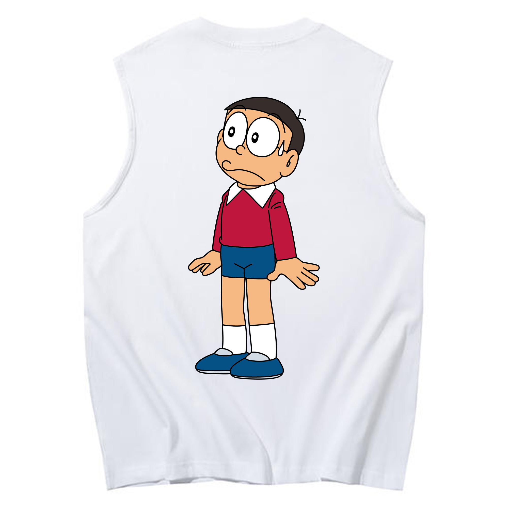 （画像用） ドラえもん 野比 のび太 Doraemon Nobita Nobi コットン100％タンクトップ（背面プリント）