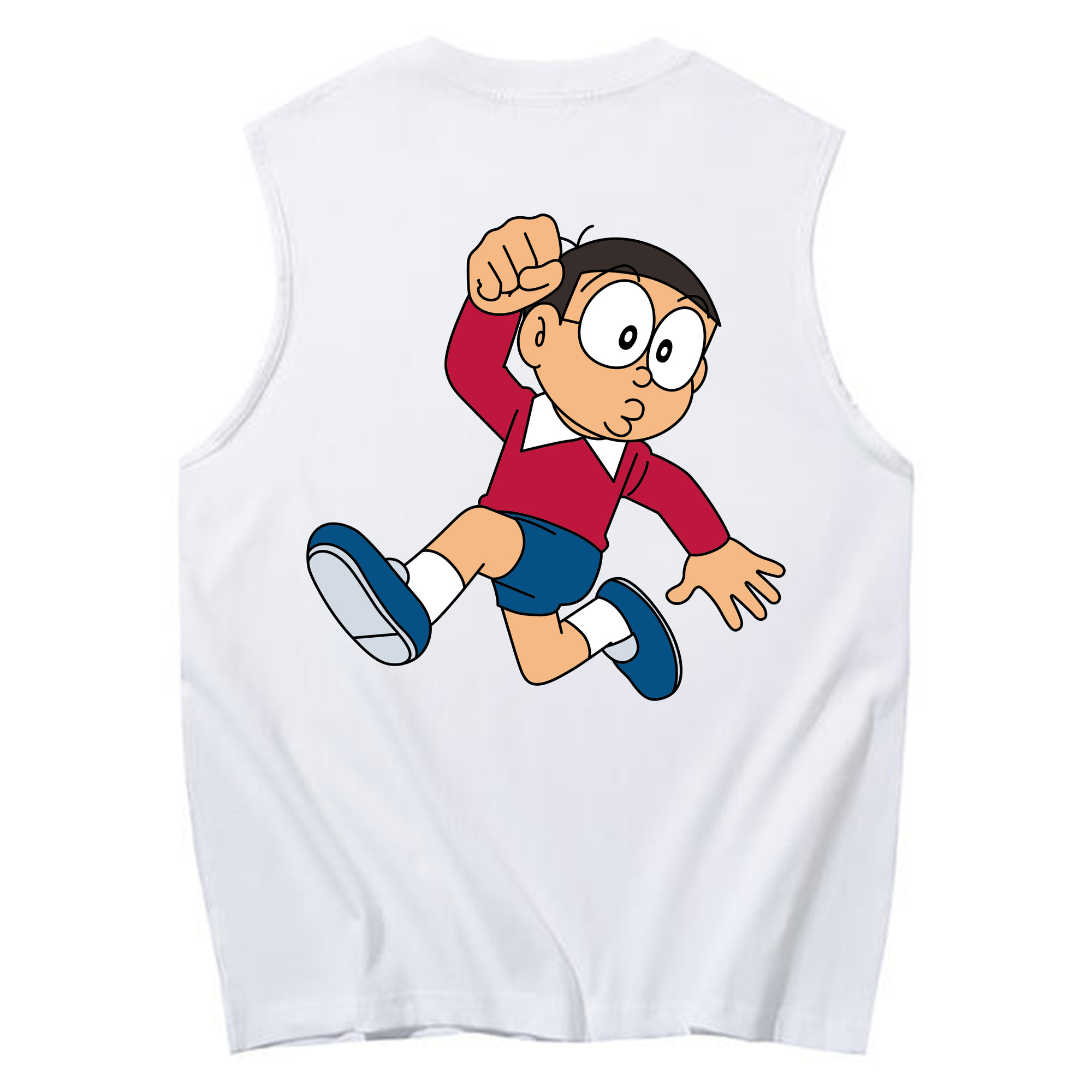（画像用） ドラえもん 野比 のび太 Doraemon Nobita Nobi コットン100％タンクトップ（背面プリント）