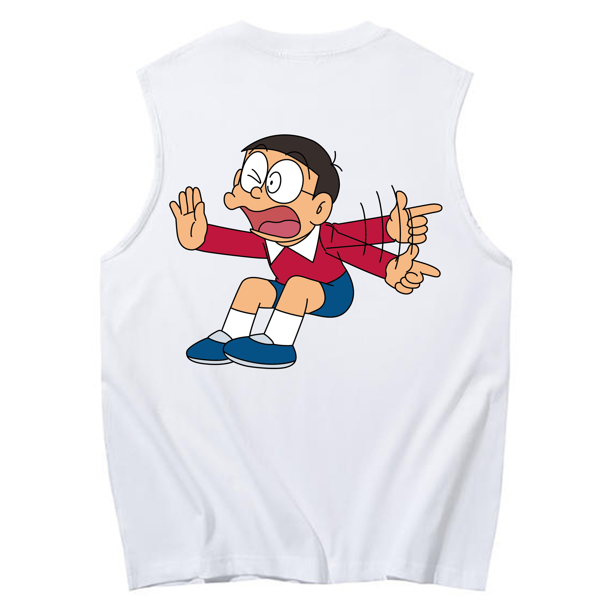 （画像用） ドラえもん 野比 のび太 Doraemon Nobita Nobi コットン100％タンクトップ（背面プリント）