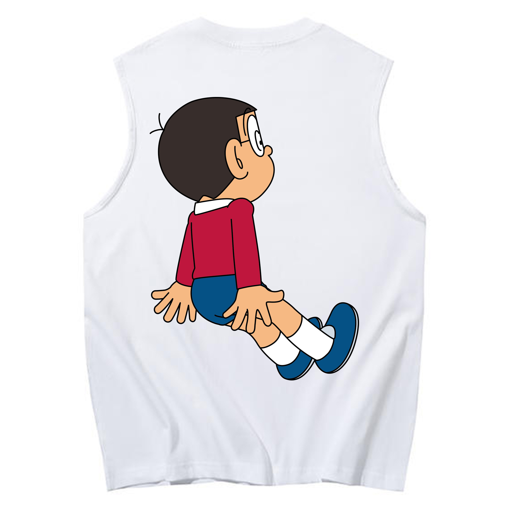 （画像用） ドラえもん 野比 のび太 Doraemon Nobita Nobi コットン100％タンクトップ（背面プリント）