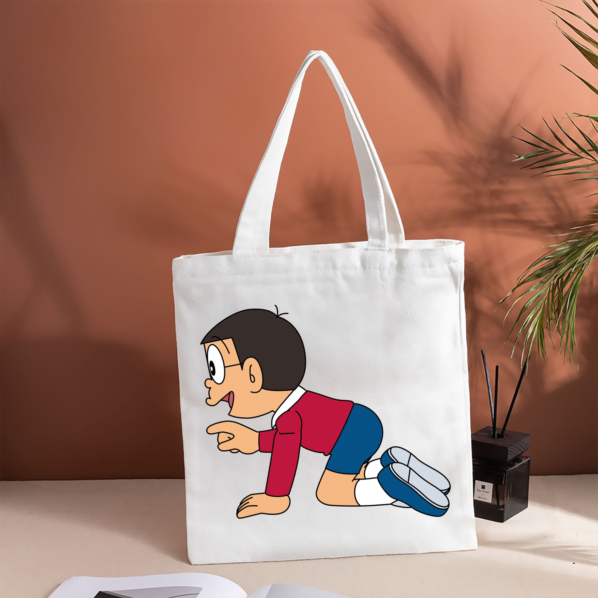 ドラえもん 野比 のび太 Doraemon Nobita Nobi 縦型キャンバス生地手提げバッグ　トートバッグ