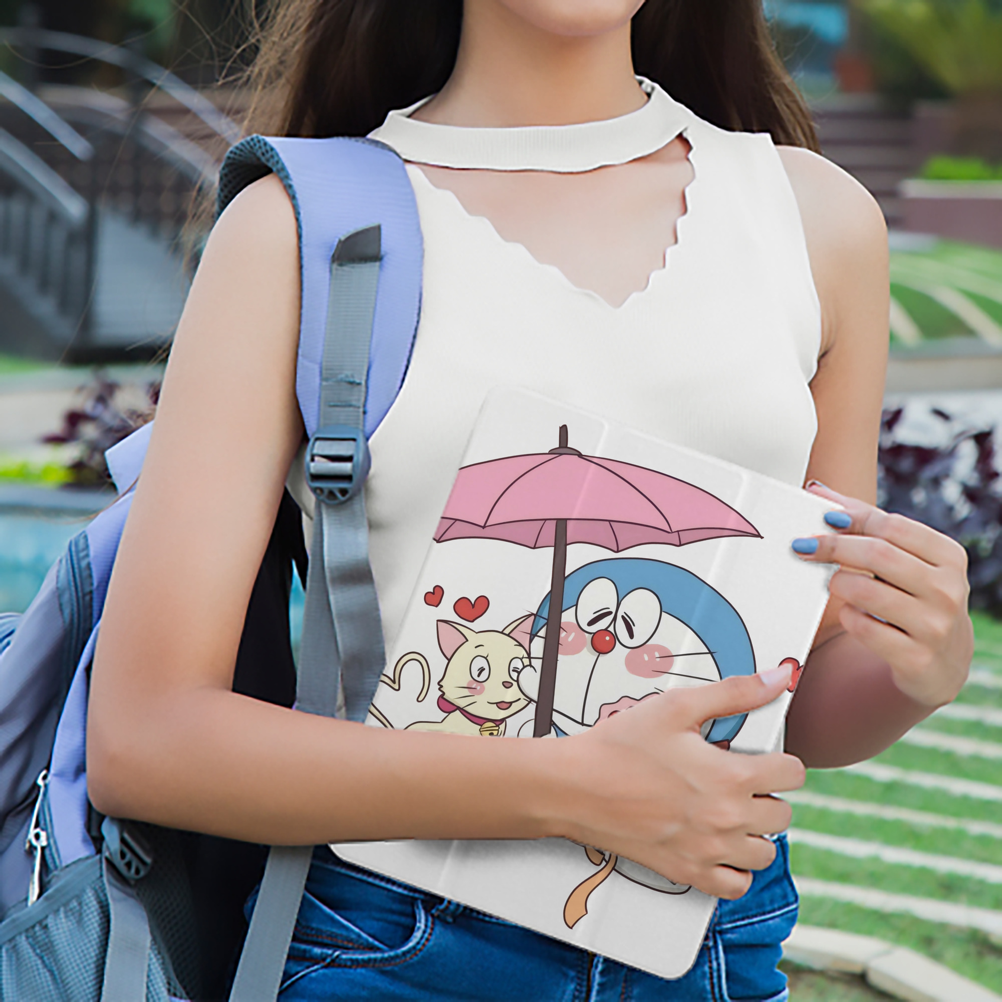 ドラえもん Doraemon IPad ケース ペン収納付き 三つ折りスタンド PUレザー×シリコン 対応機種9.5/10.5/10.9インチ