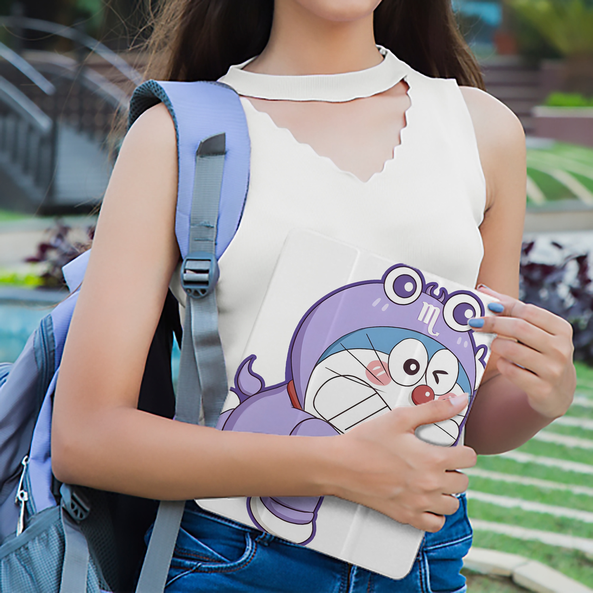 ドラえもん Doraemon IPad ケース ペン収納付き 三つ折りスタンド PUレザー×シリコン 対応機種9.5/10.5/10.9インチ