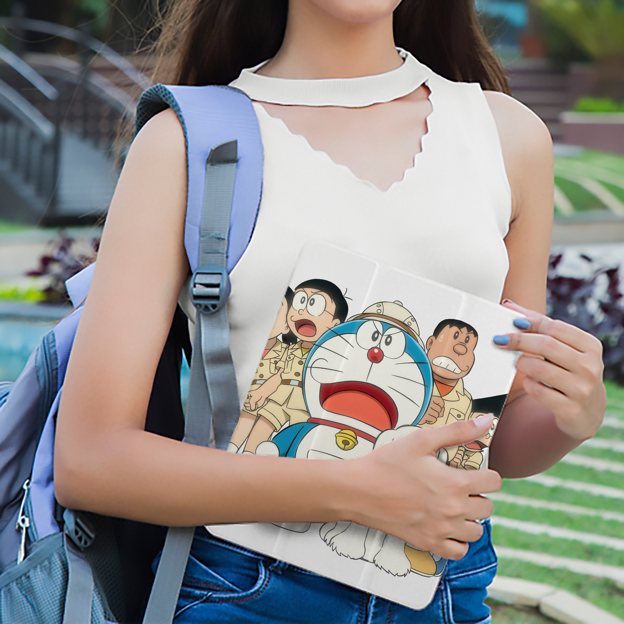 ドラえもん Doraemon IPad ケース ペン収納付き 三つ折りスタンド PUレザー×シリコン 対応機種9.5/10.5/10.9インチ