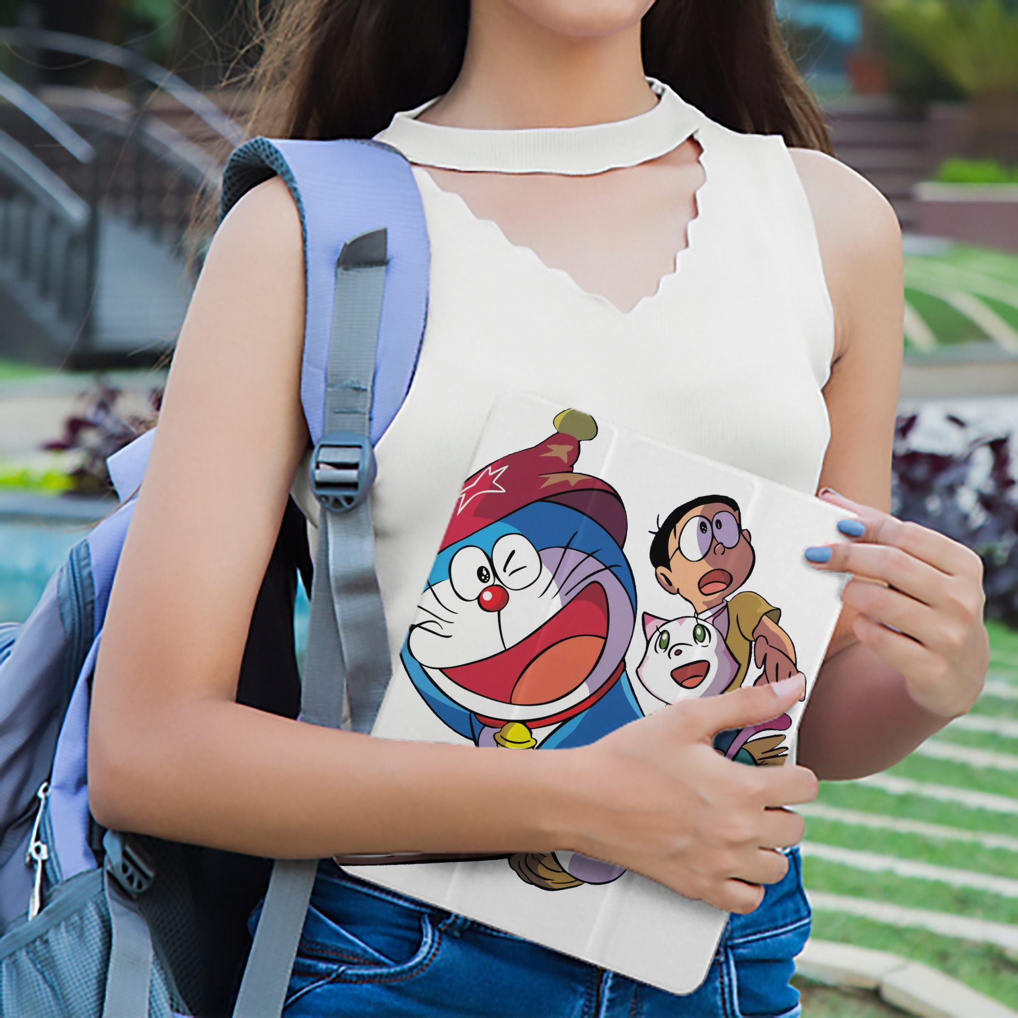 ドラえもん Doraemon IPad ケース ペン収納付き 三つ折りスタンド PUレザー×シリコン 対応機種9.5/10.5/10.9インチ